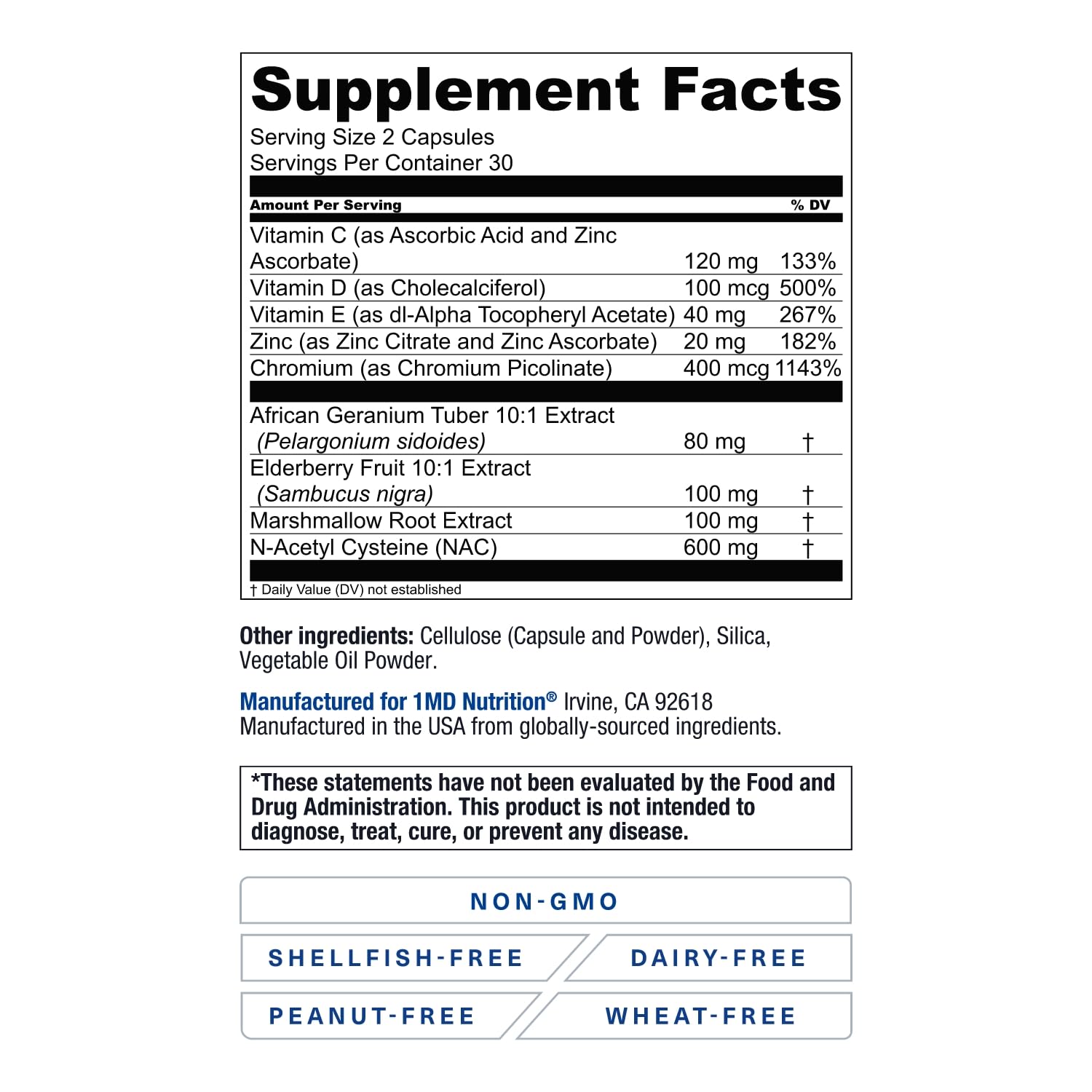 1MD Nutrition BreatheMD Plus 100g ingredients list