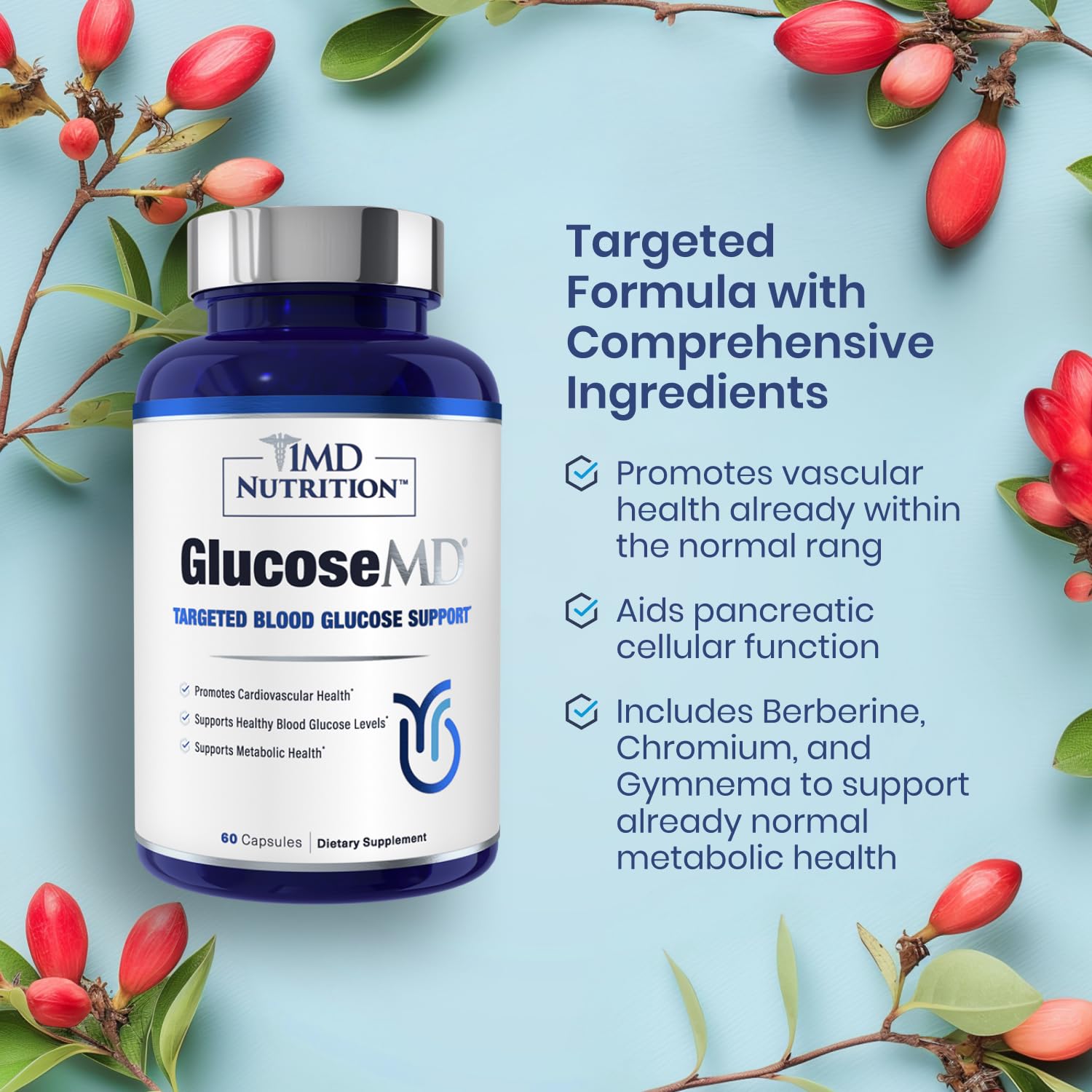 1MD Nutrition GlucoseMD Cinnamon Supplement side view