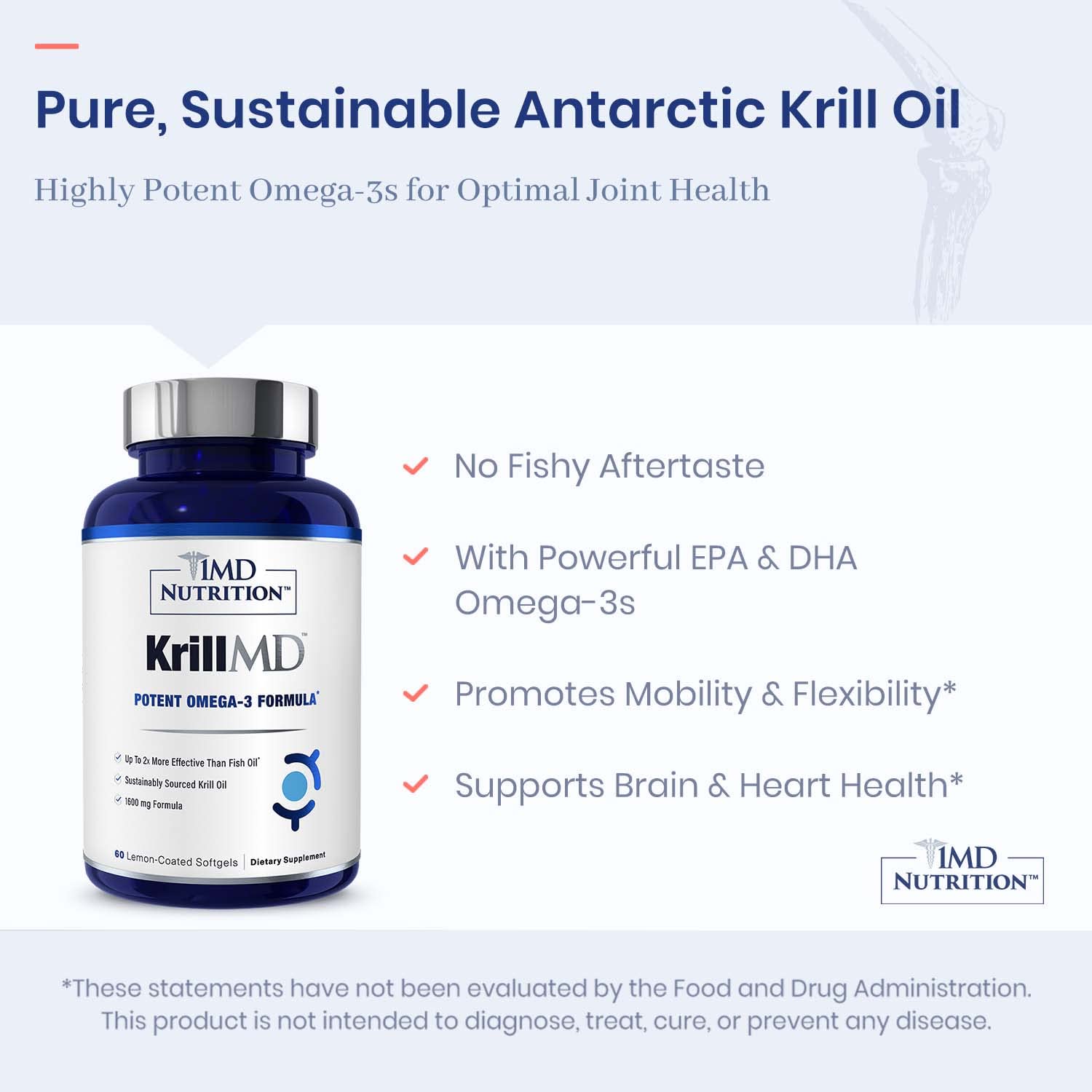 1MD Nutrition KrillMD Krill Oil Capsules with natural lemon oil flavor