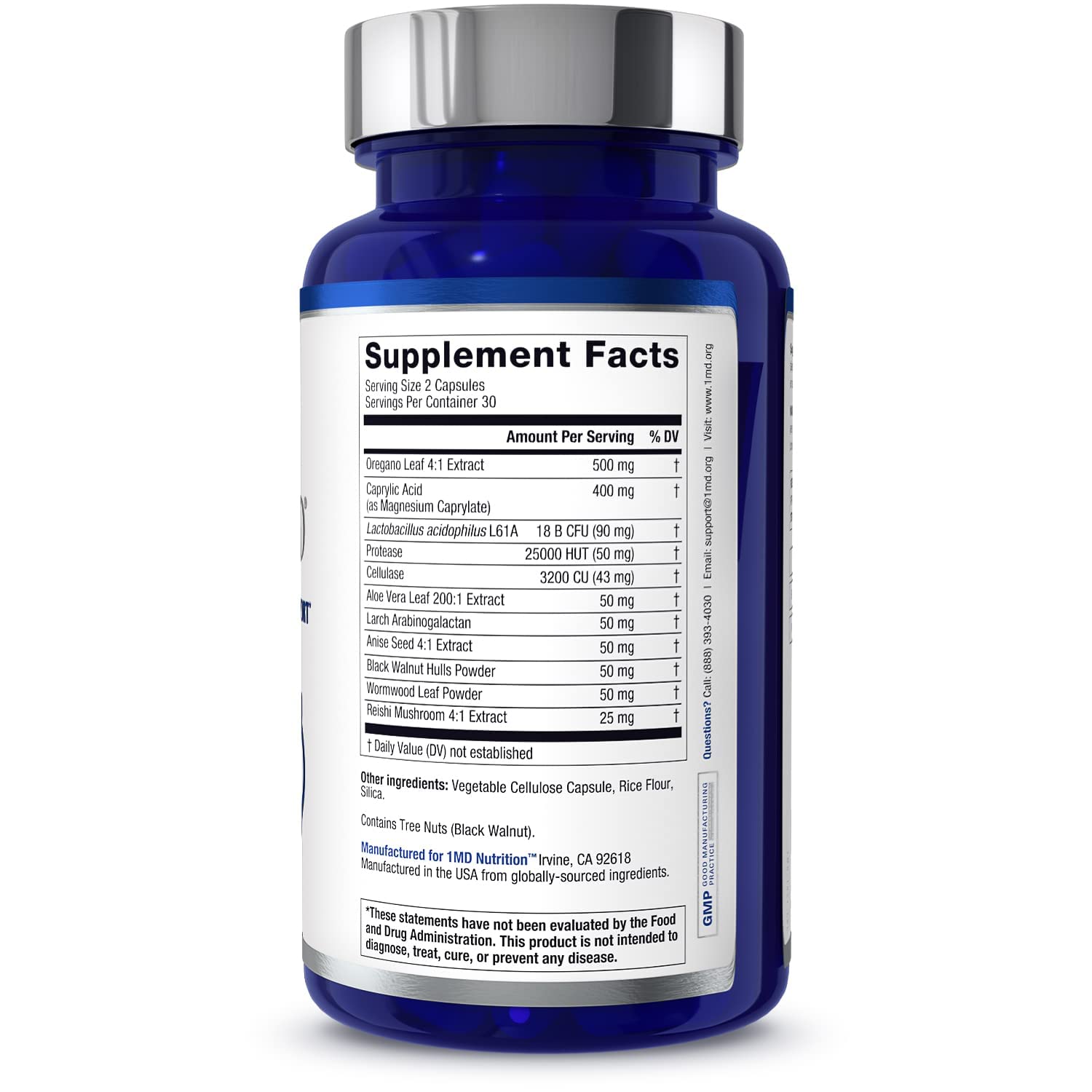 1MD Nutrition Oregano Supplement lifestyle scene with a glass of water