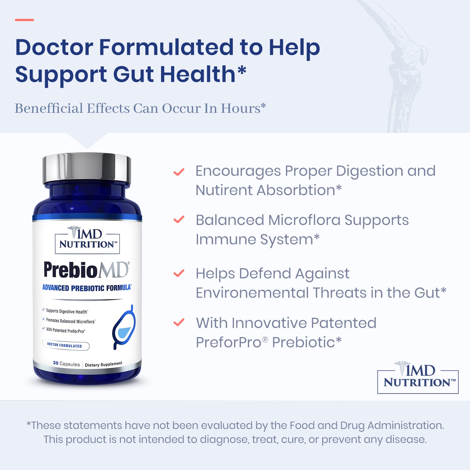 1MD Nutrition PrebioMD Prebiotic Supplement packaging