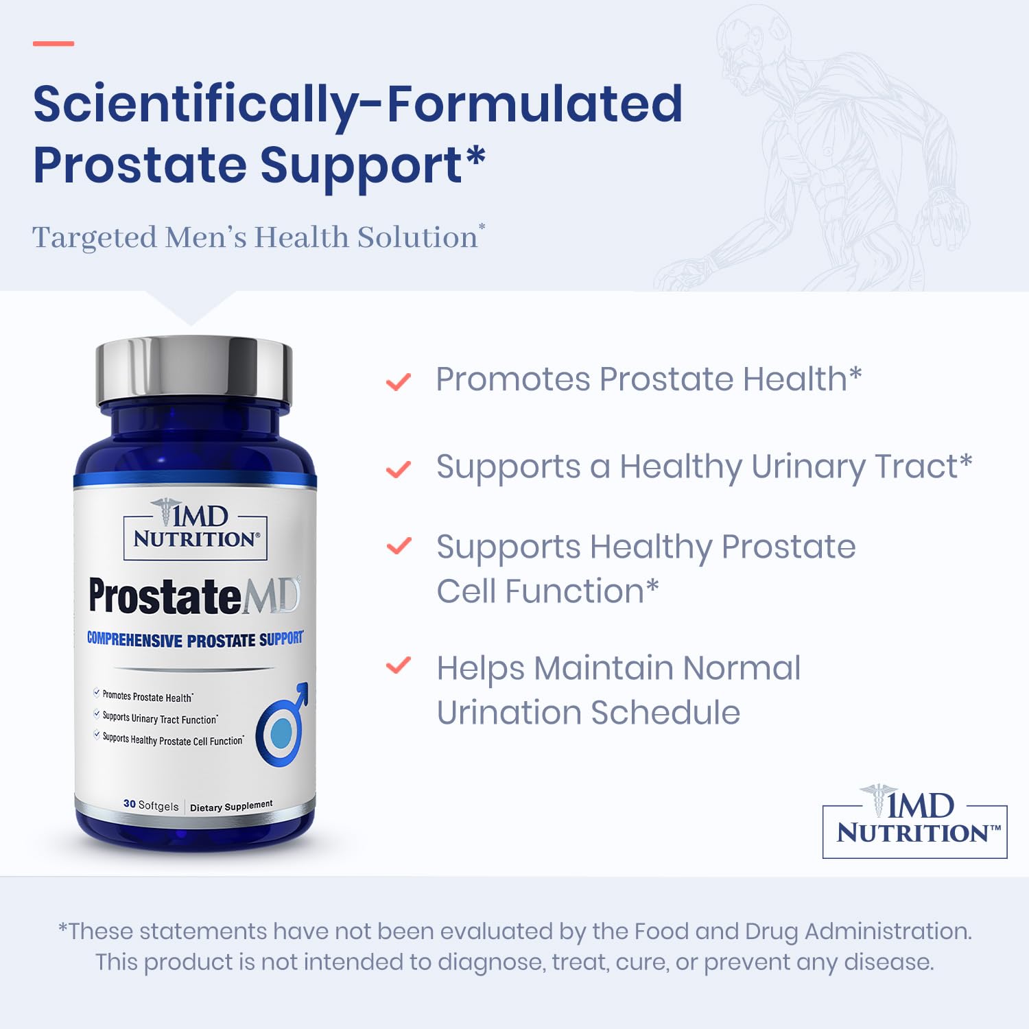 1MD Nutrition ProstateMD Saw Palmetto Supplement with capsules