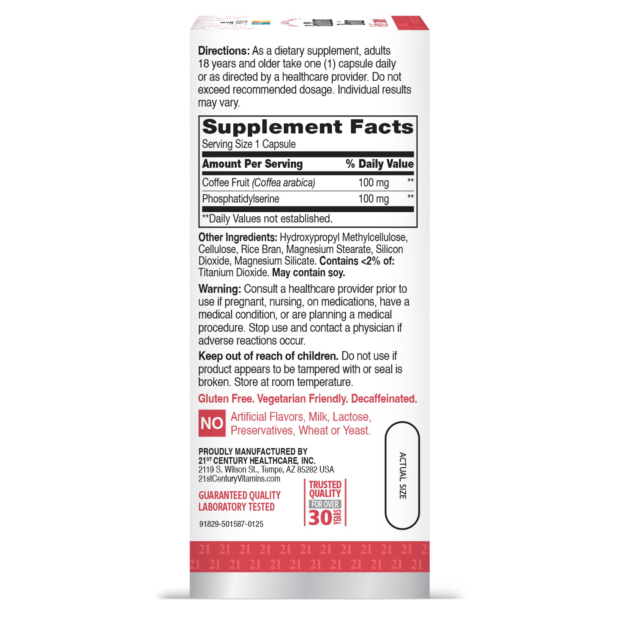 21st Century Brilliant Brain Performance Capsules opened bottle