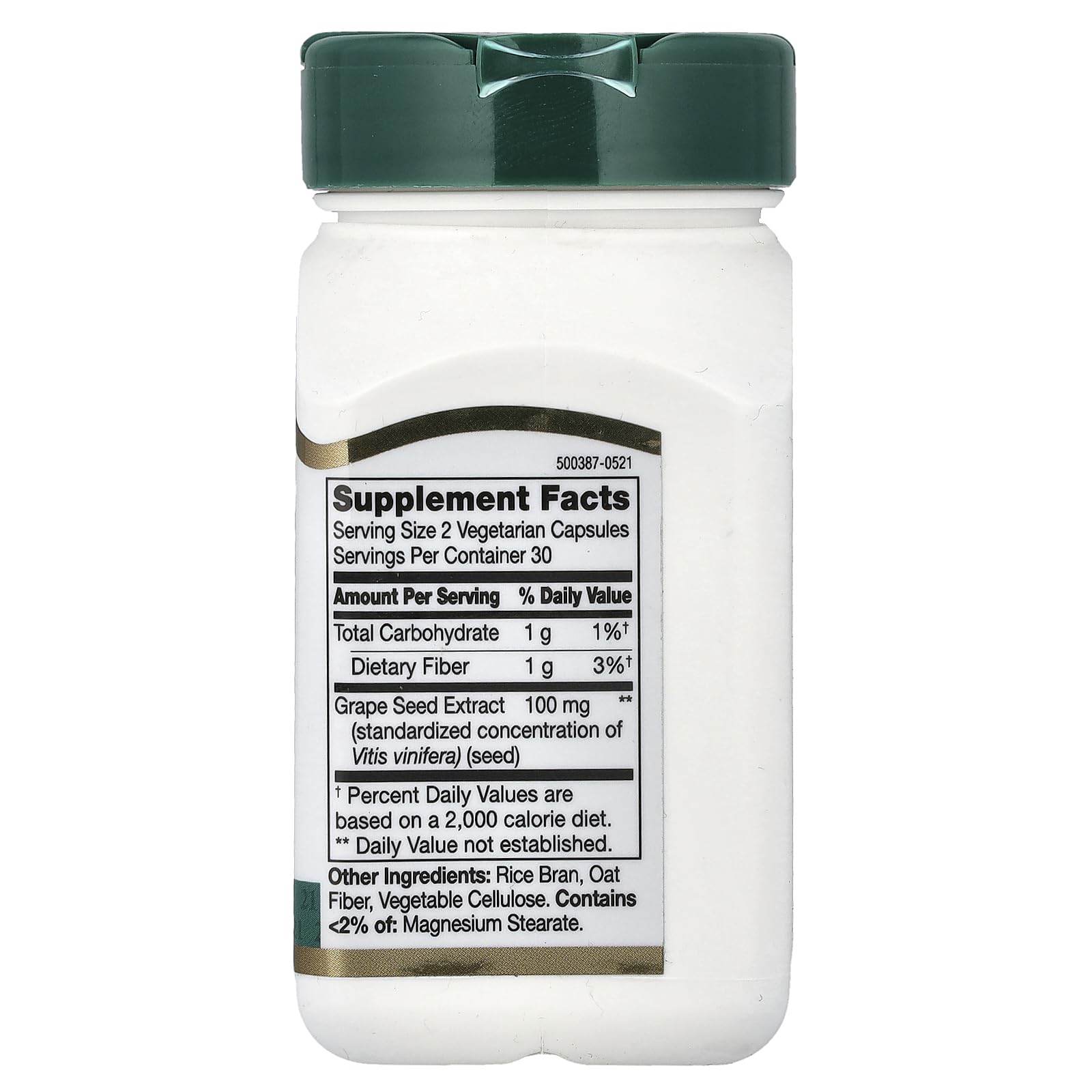 21st Century Grape Seed Extract 100mg capsules side view