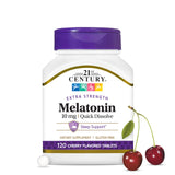 21st Century Melatonin 10mg Quick Dissolve Cherry Tablets front view