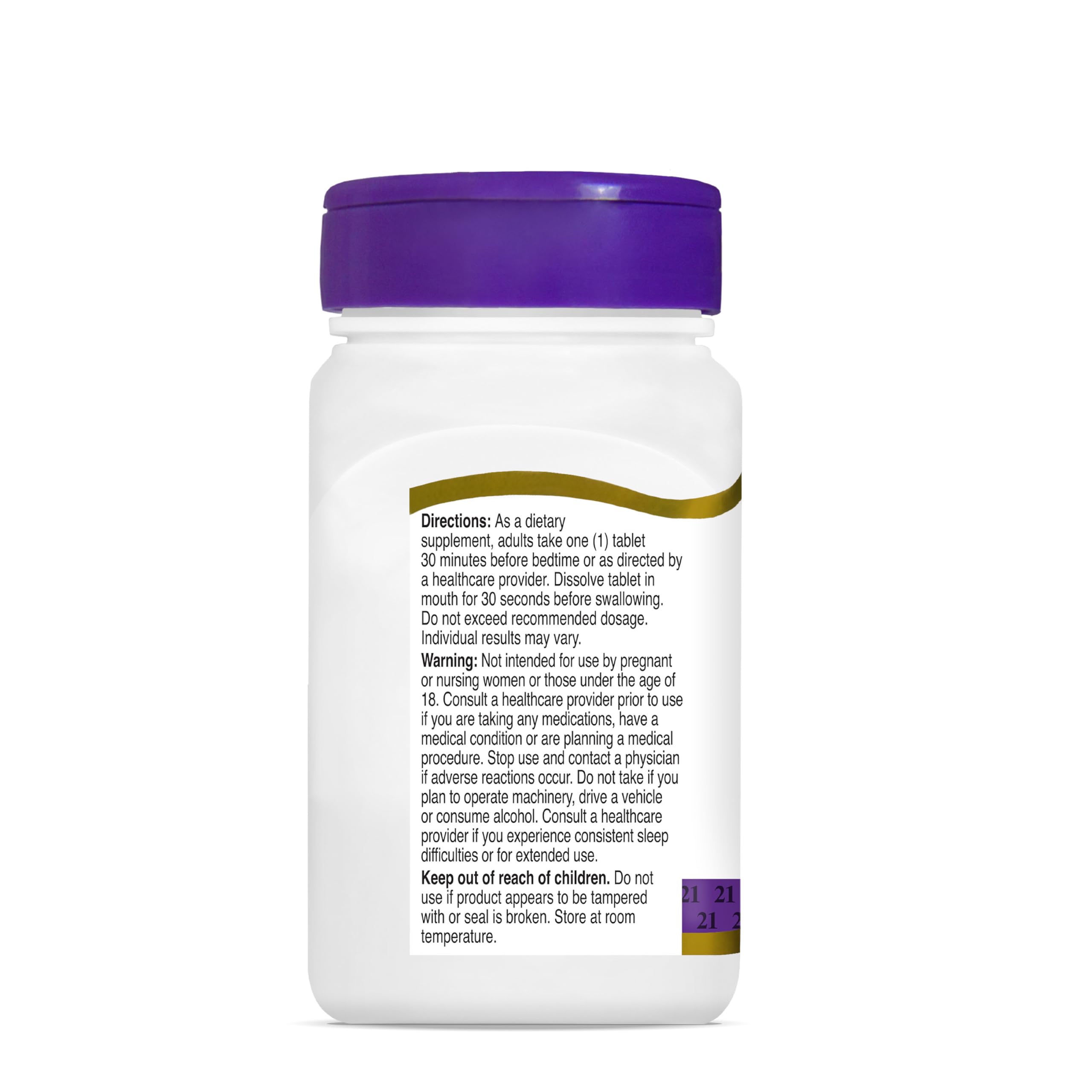 21st Century Melatonin 10mg tablets on a nightstand