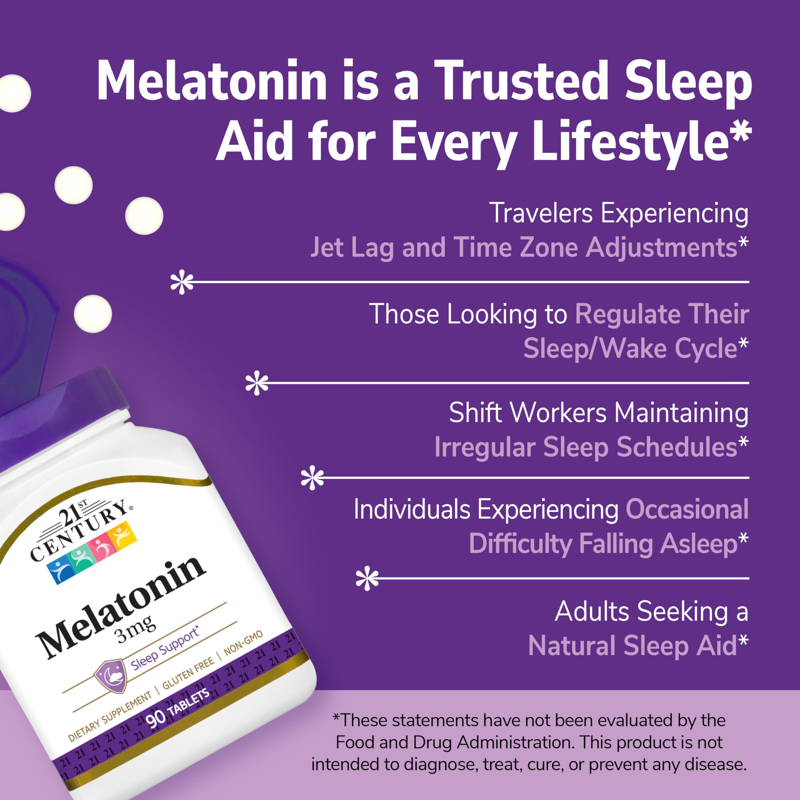21st Century Melatonin 3mg Sleep Aid Tablets side view