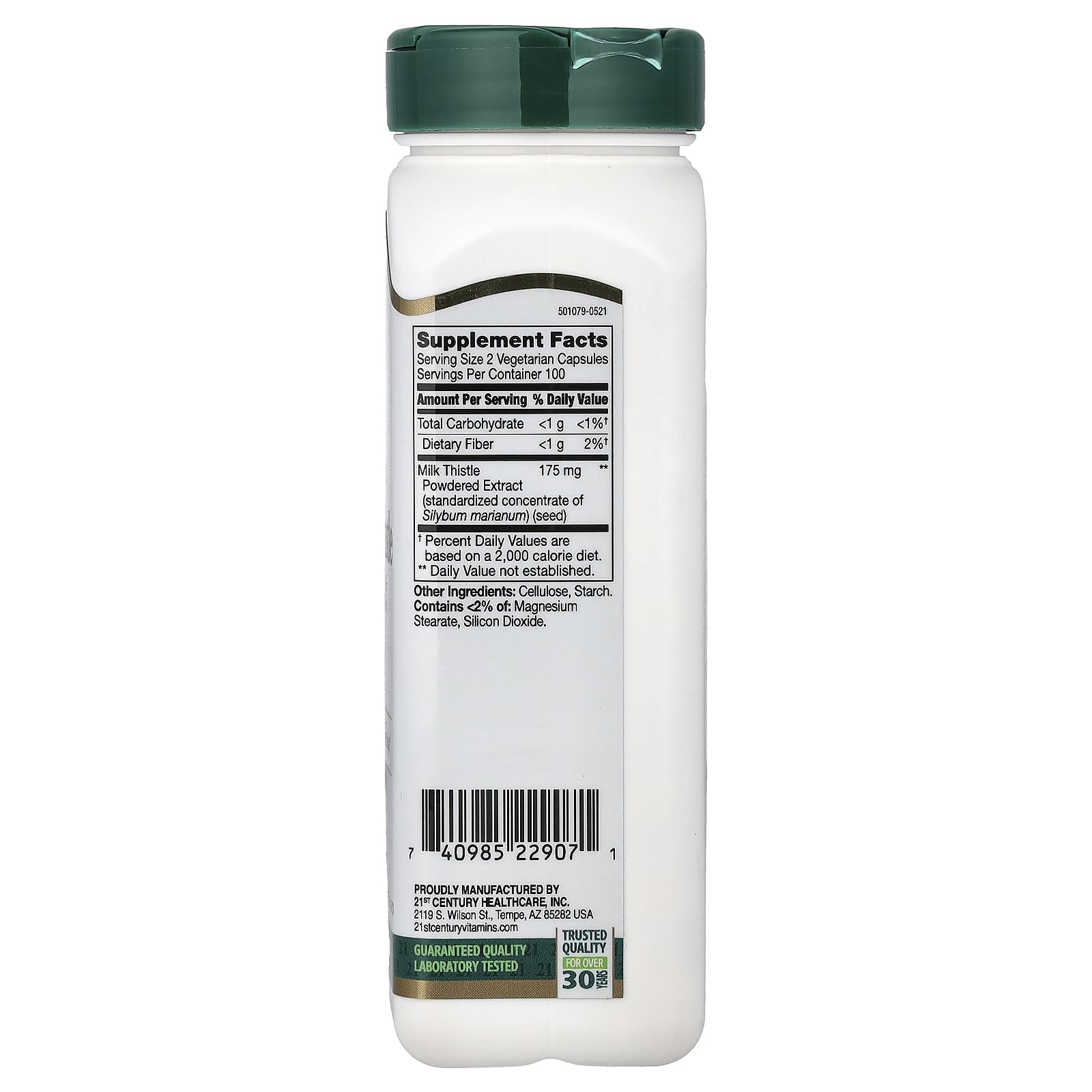 21st Century Milk Thistle Extract 140g side view