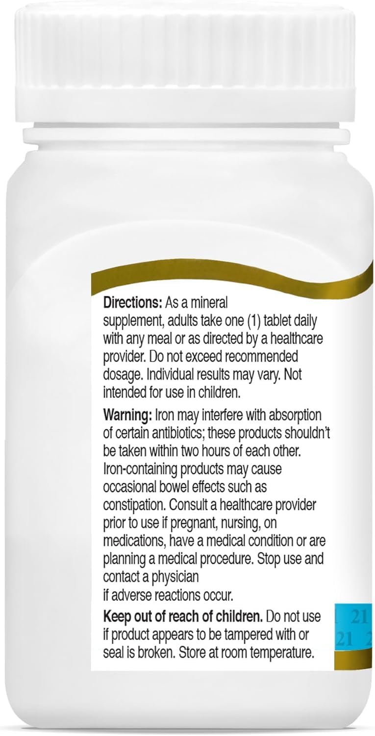 21st Century Slow Release Iron Supplement 45mg side view