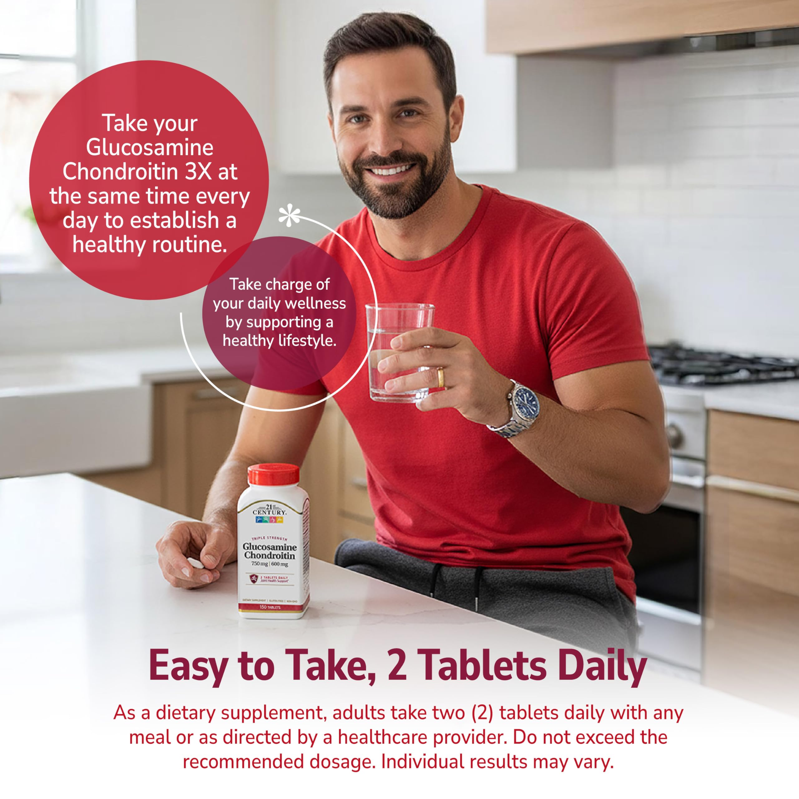 21st Century Triple Strength Chondroitin 1200mg supplement on a kitchen counter