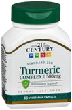 21st Century Turmeric Herbal Supplement 100% Vegetarian Capsules front view