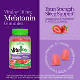 21st Century VitaJoy Melatonin Gummies 10mg Strawberry bottle side view