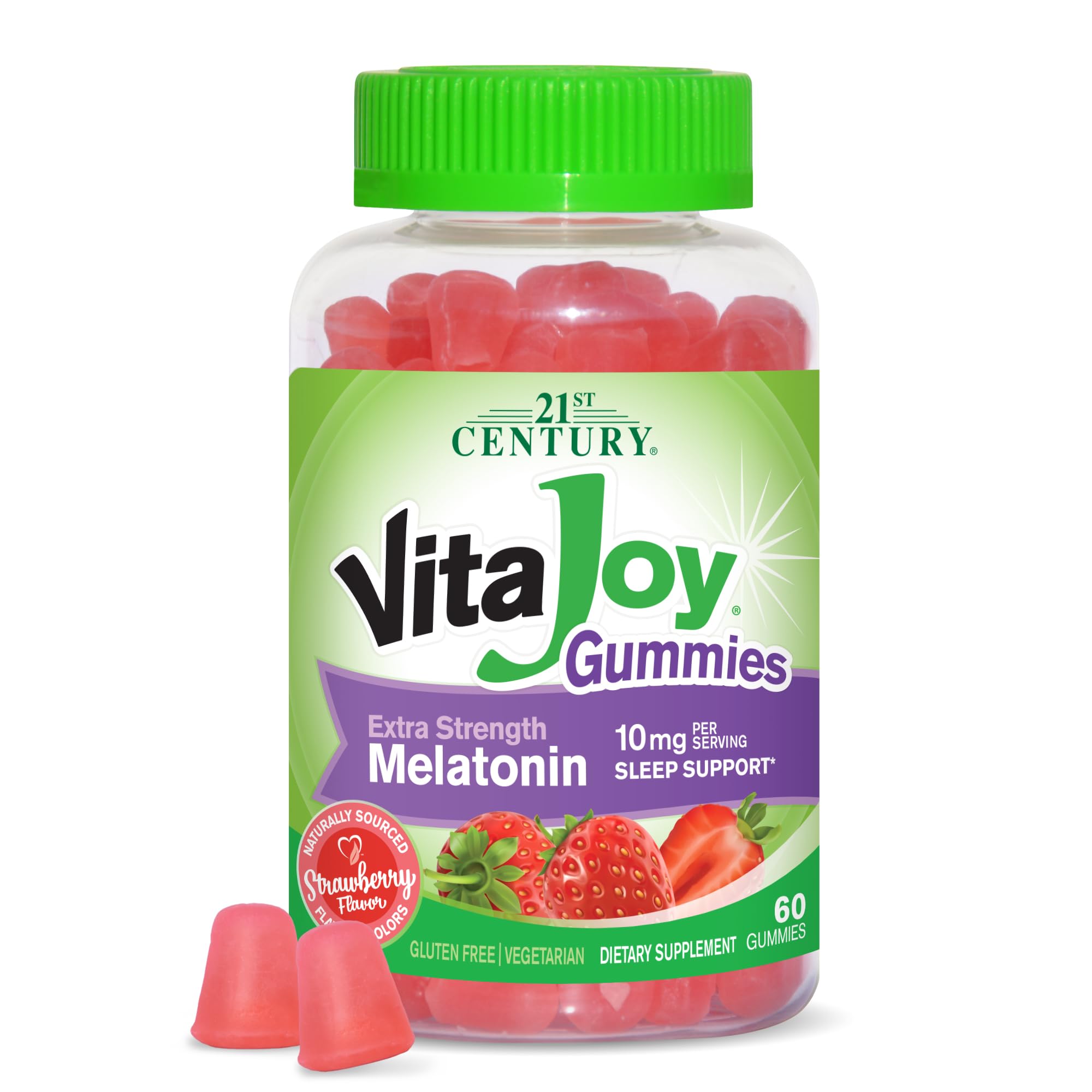 21st Century VitaJoy Melatonin Gummies 10mg Strawberry front view