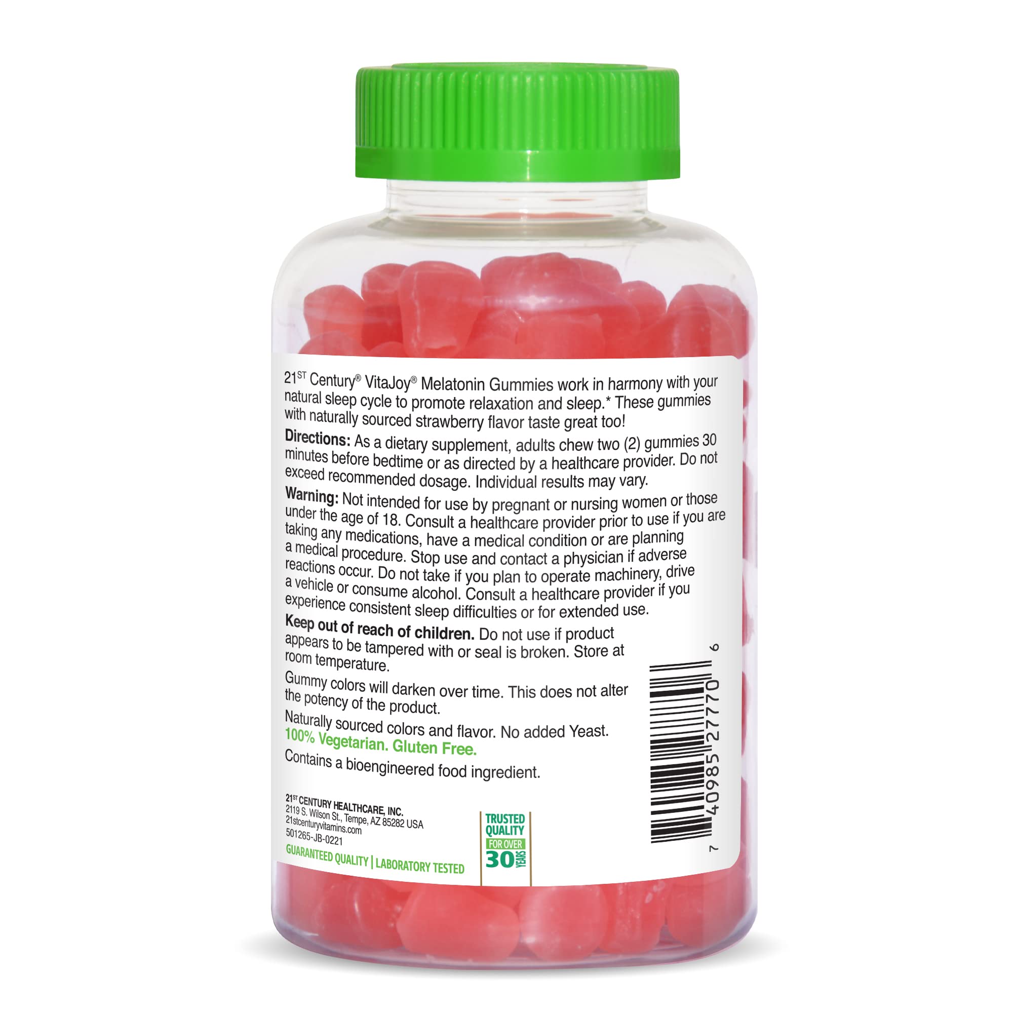 21st Century VitaJoy Melatonin Gummies 5mg Strawberry back view