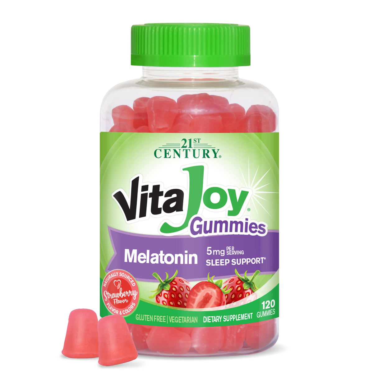 21st Century VitaJoy Melatonin Gummies 5mg Strawberry front view