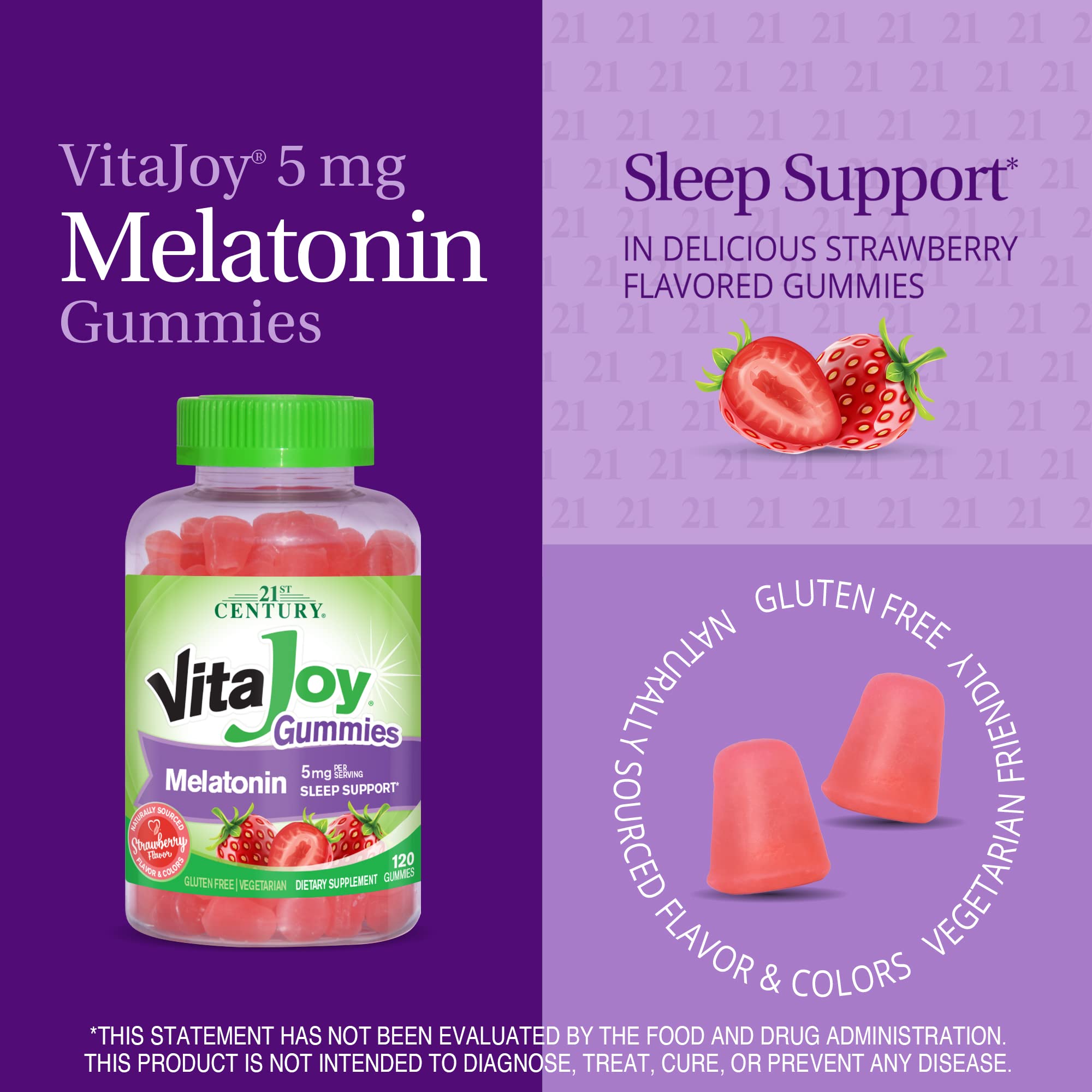 21st Century VitaJoy Melatonin Gummies 5mg Strawberry packaging