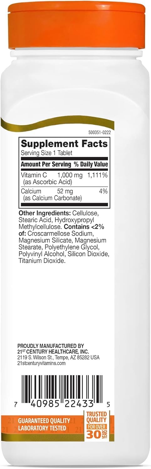 21st Century Vitamin C 1000mg supplement side view