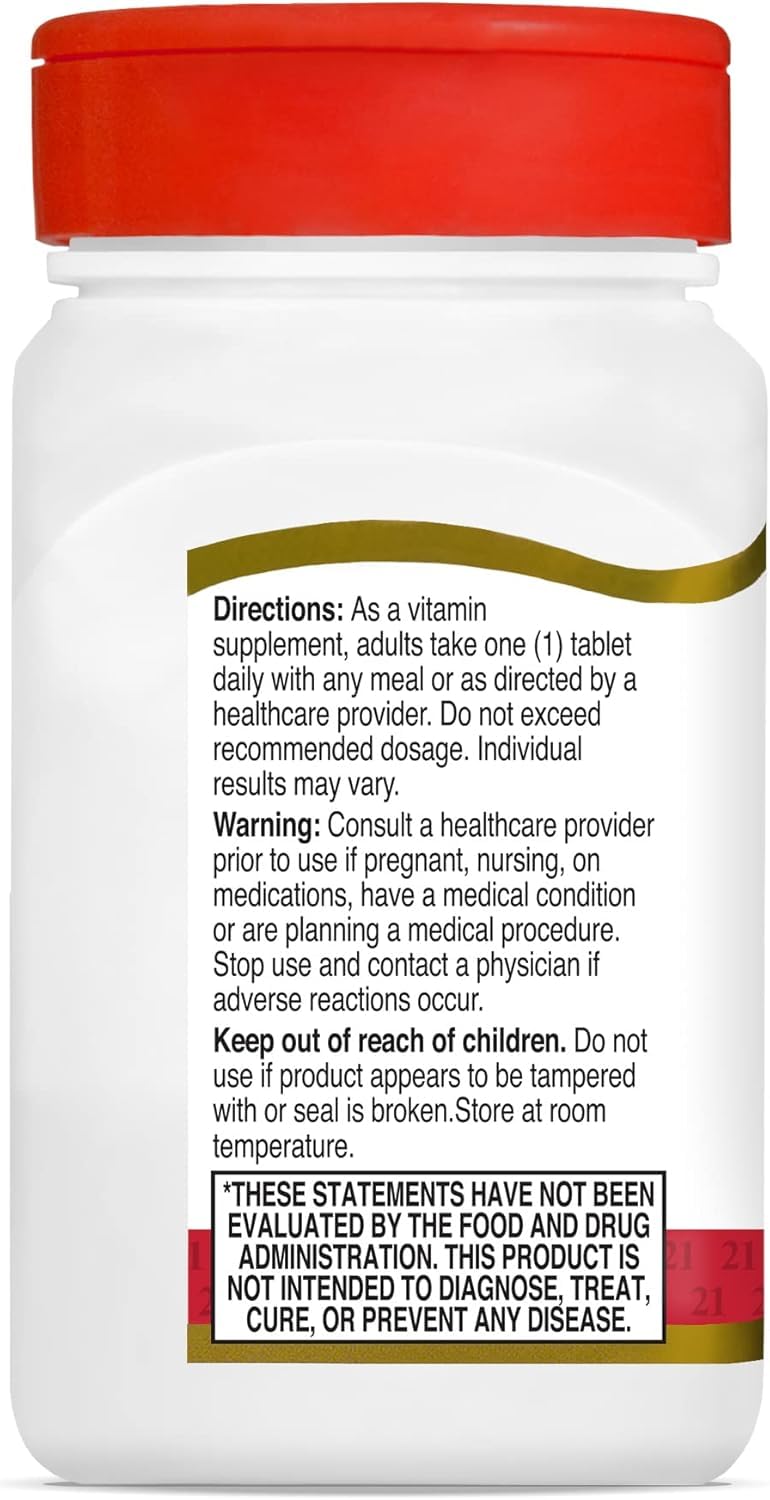 21st Century Vitamin D3 2000 IU tablet back view