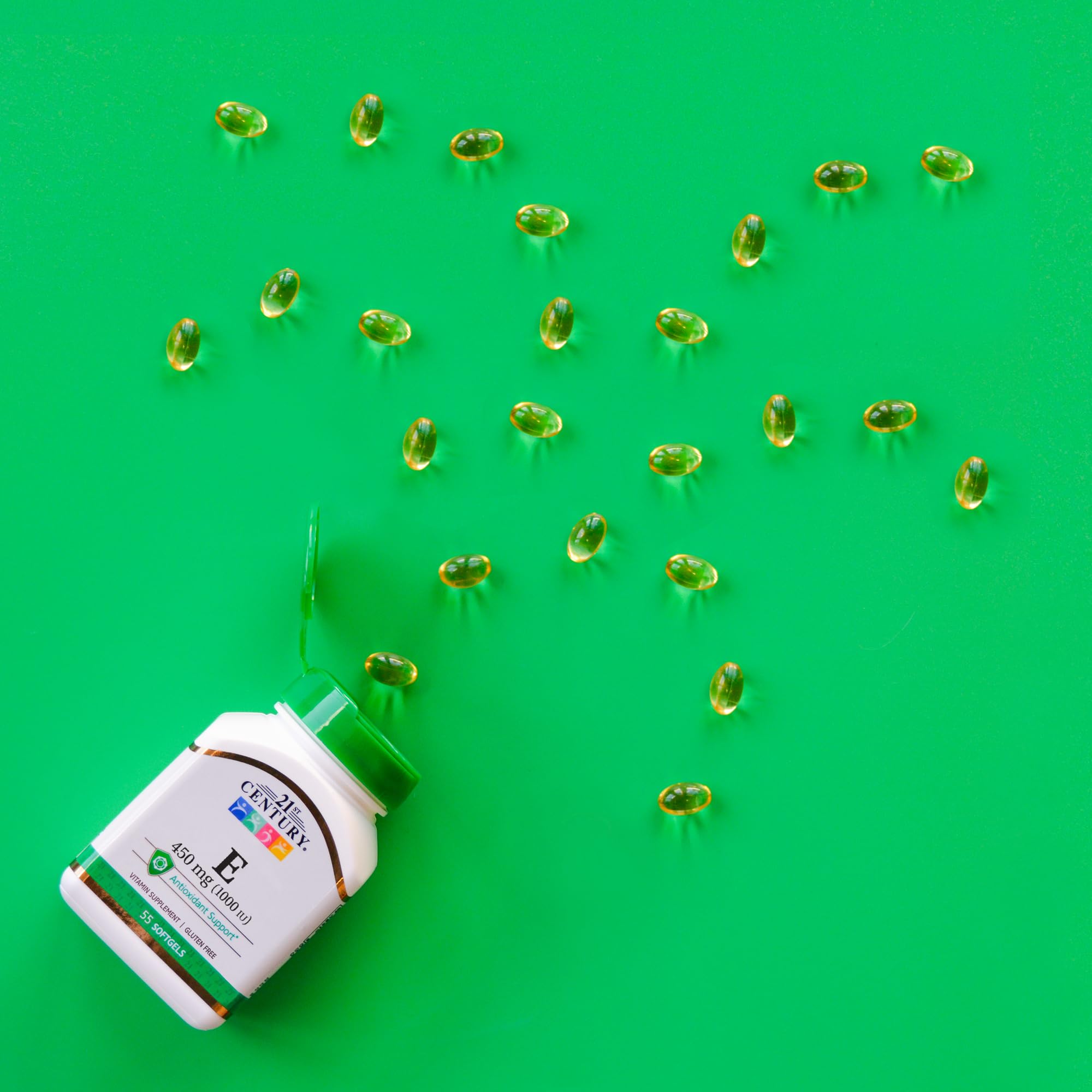 21st Century Vitamin E 1000 I.U. supplement capsule close-up