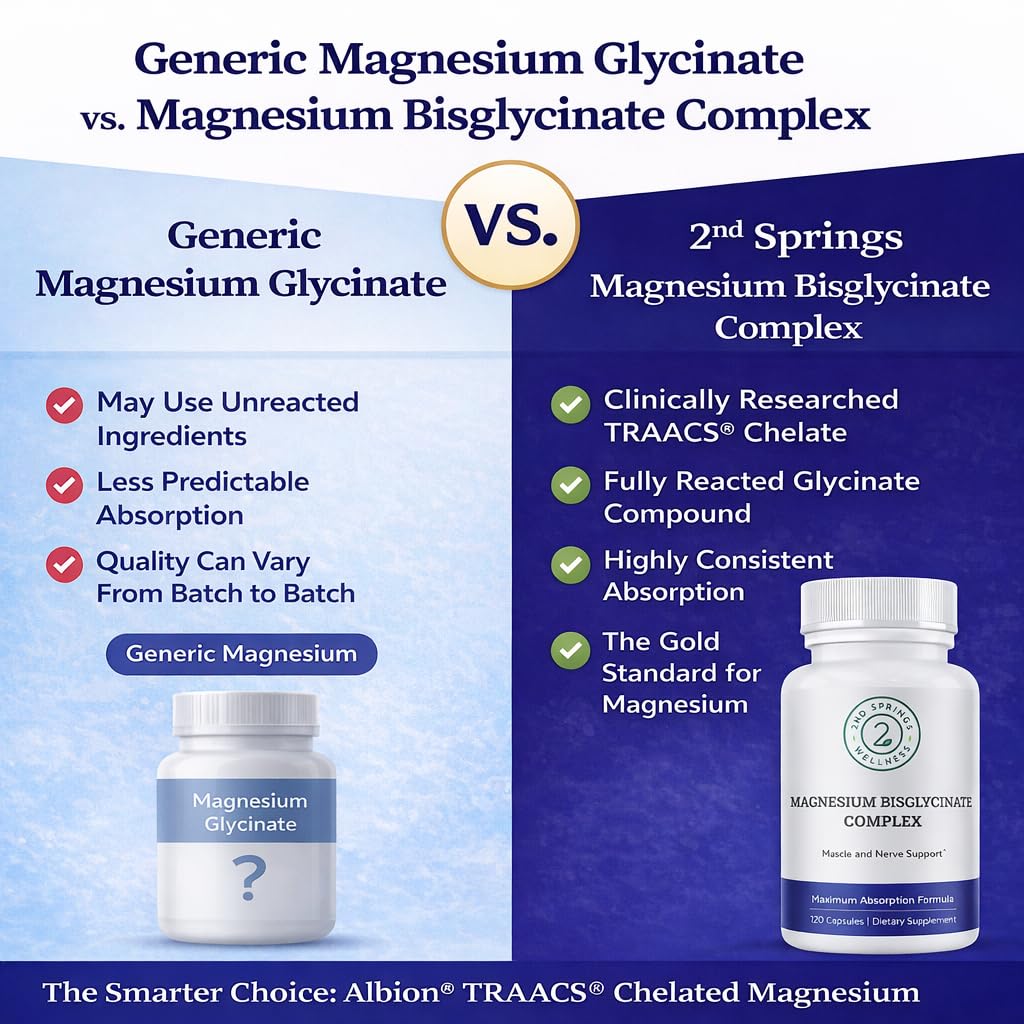 2nd Springs Magnesium Bisglycinate 400mg back view of bottle