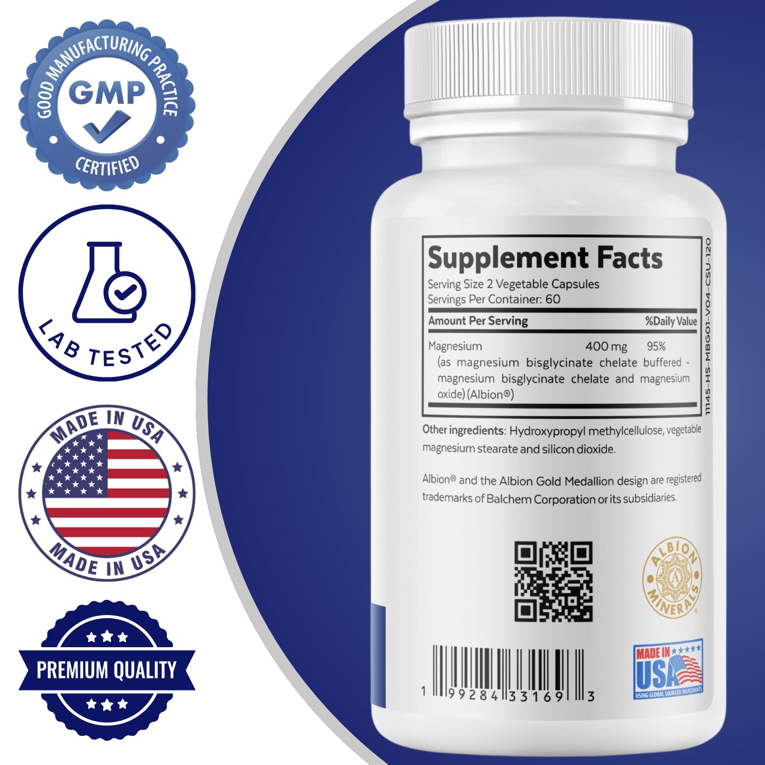2nd Springs Magnesium Bisglycinate 400mg capsules in hand