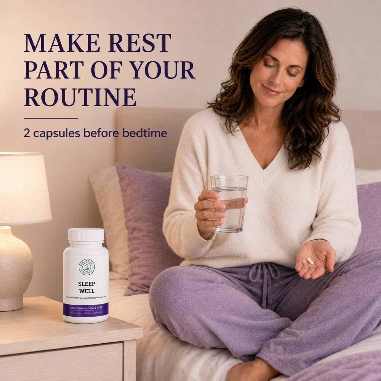 2nd Springs Sleep Well Supplement 60 capsules side view