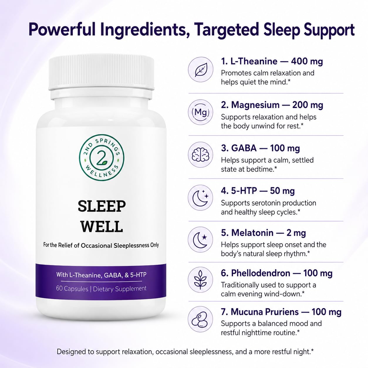 2nd Springs Sleep Well Supplement bottle top view