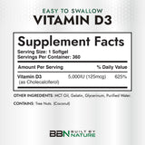 360 mini softgels in Built by Nature Vitamin D3 bottle