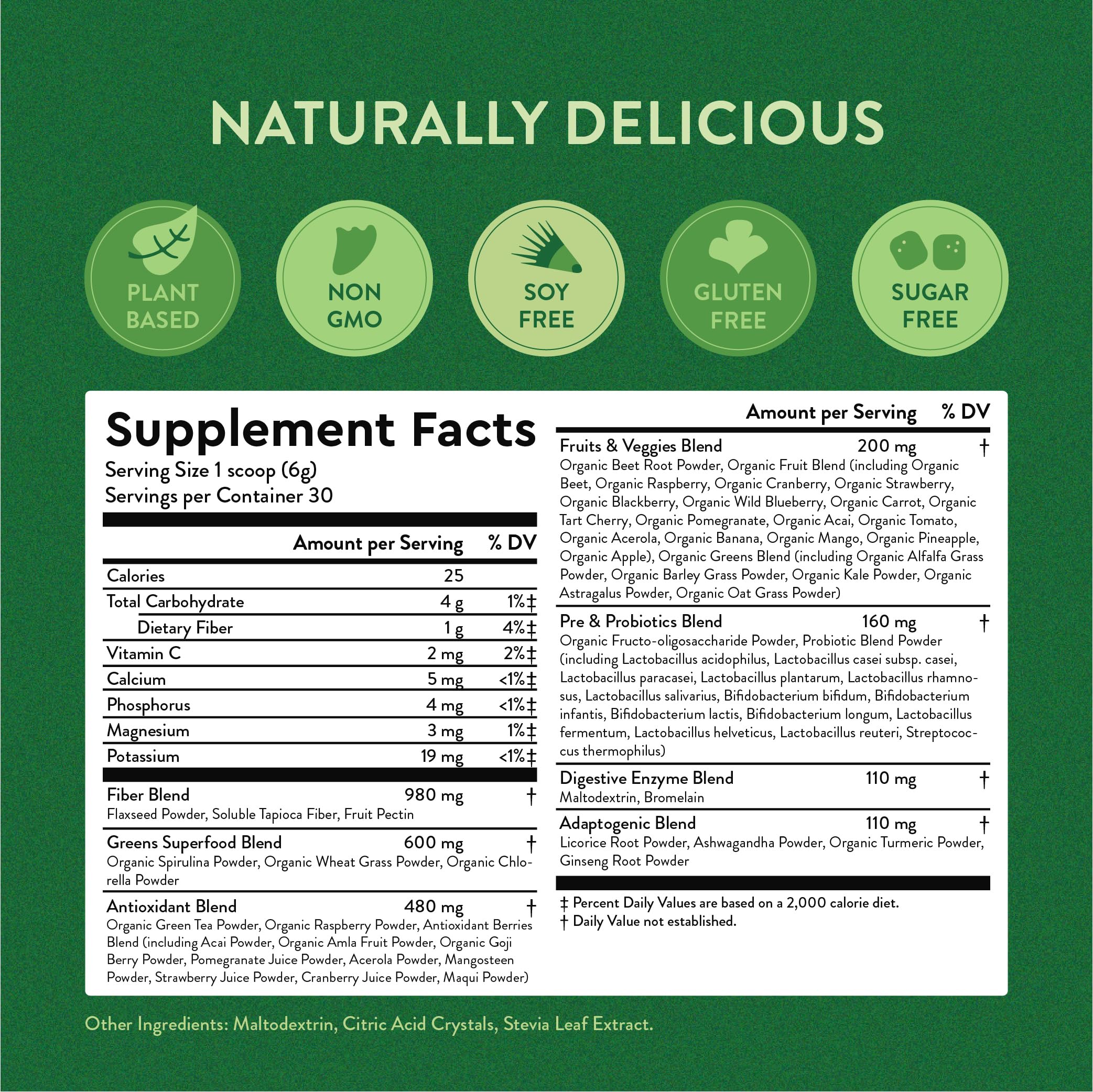 360 Nutrition Greens & Superfoods ingredients overview