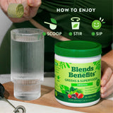 360 Nutrition Greens & Superfoods packaging back view with nutritional info