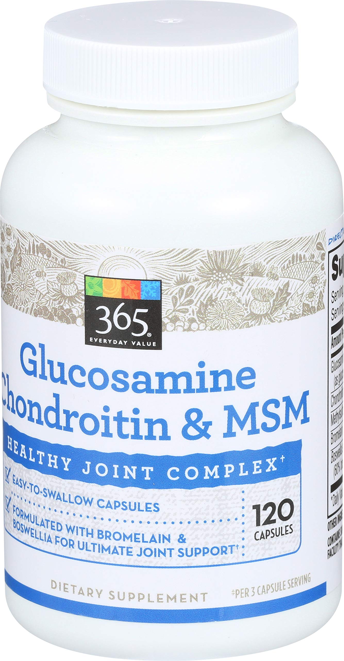 365 by Whole Foods Market Chondroitin Supplement side view of bottle