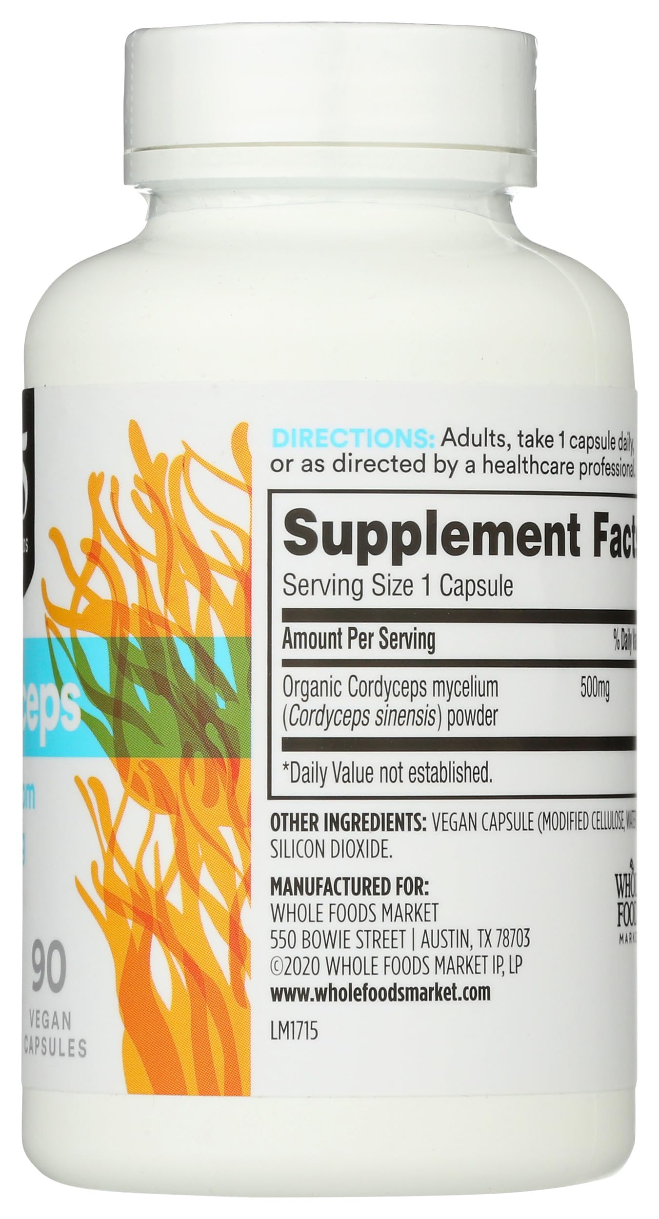 365 by Whole Foods Market Cordyceps Supplements on a wooden table