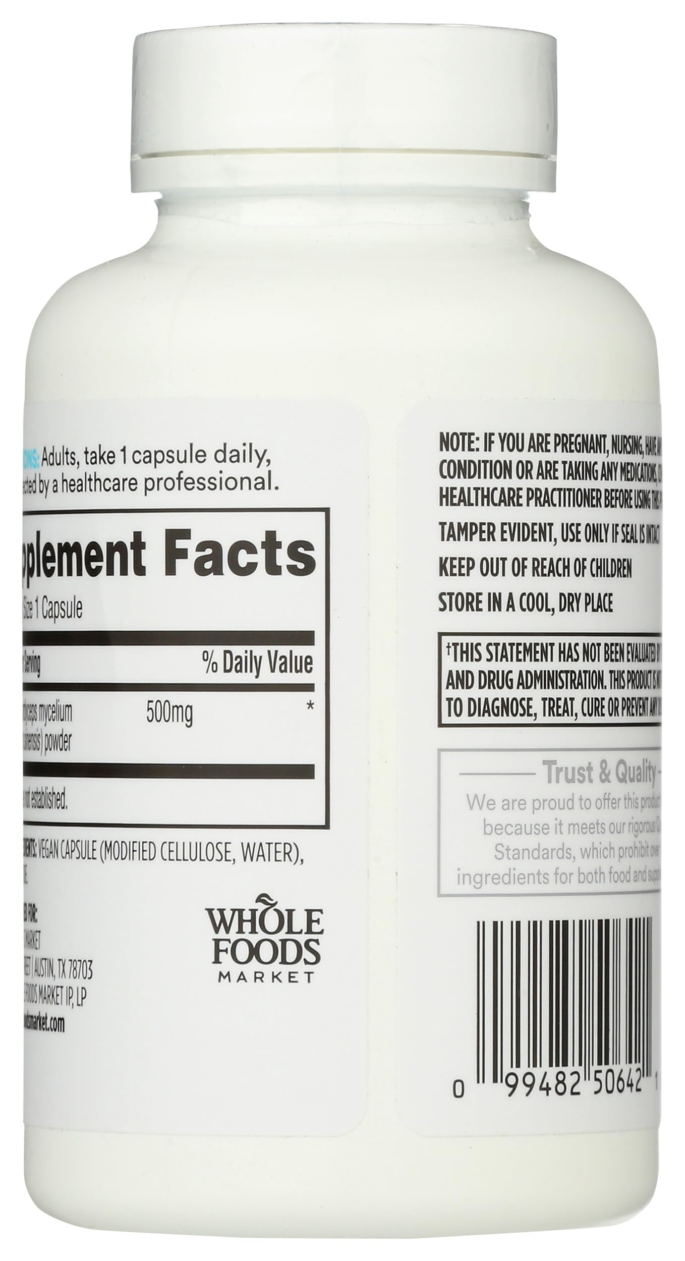 365 by Whole Foods Market Cordyceps Supplements side view