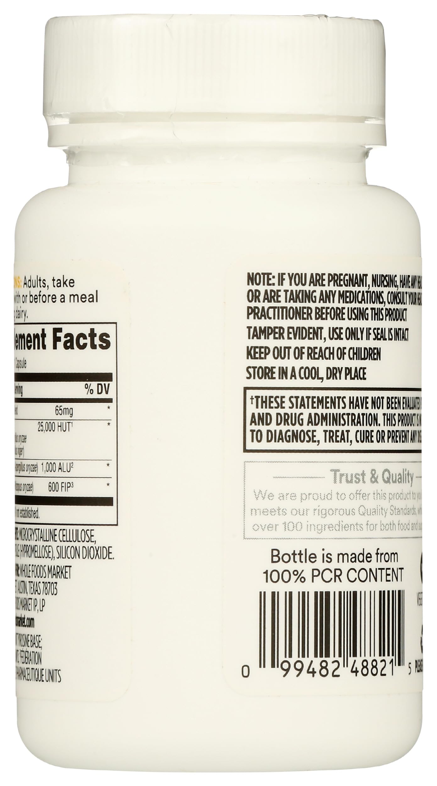 365 by Whole Foods Market Dairy daily Enzyme Capsules side view