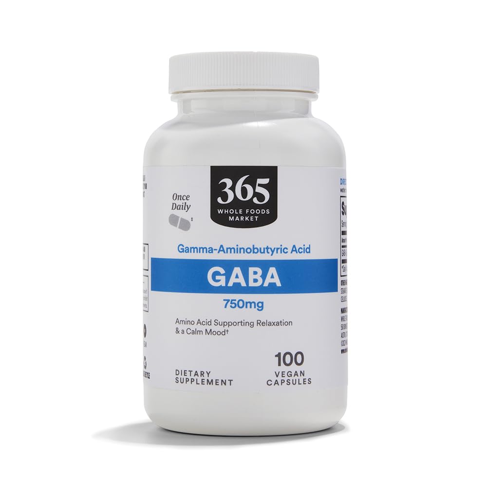365 by Whole Foods Market GABA 750mg 100 vegetarian capsules front view