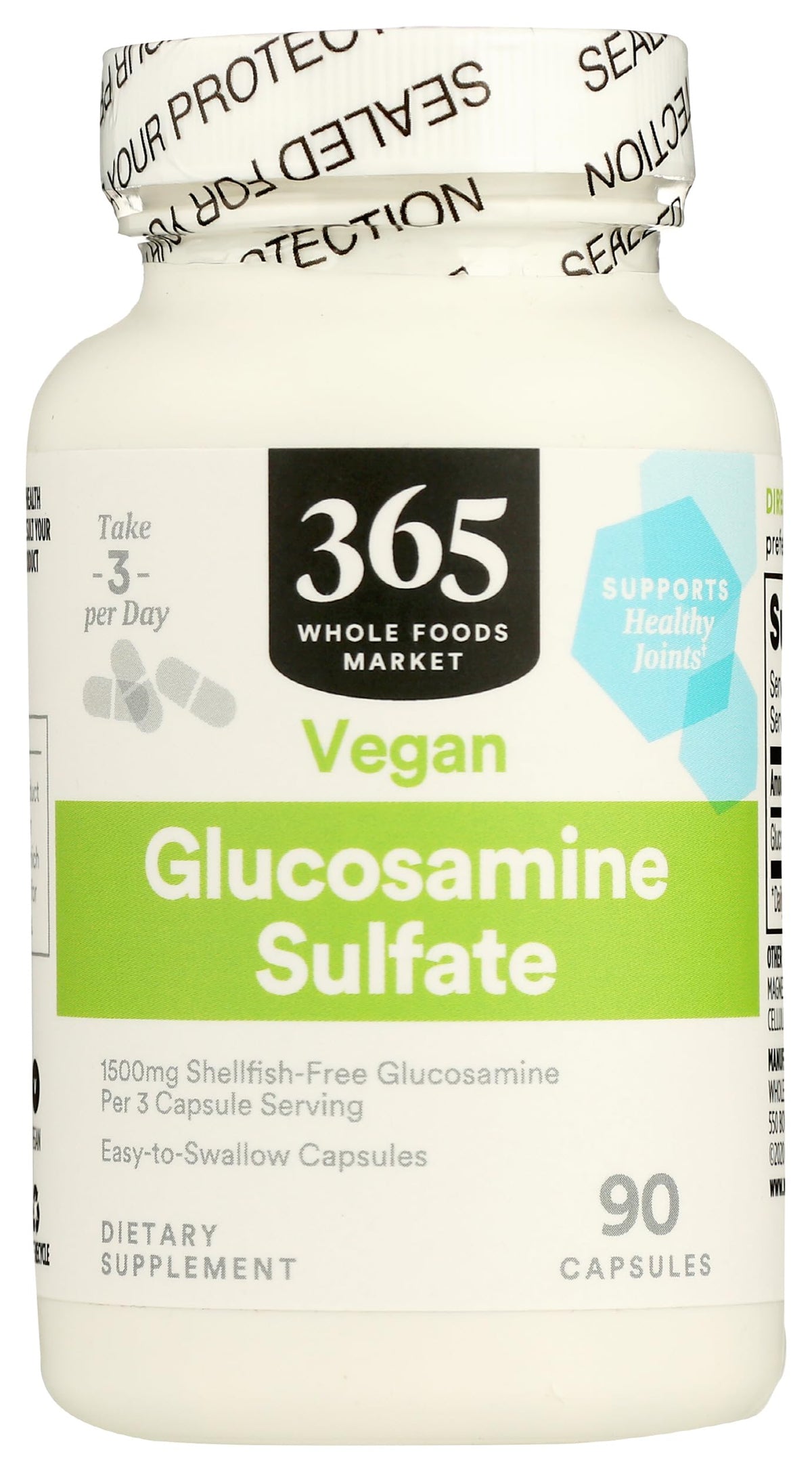 365 by Whole Foods Market Glucosamine Joint Support 1500mg capsules front view