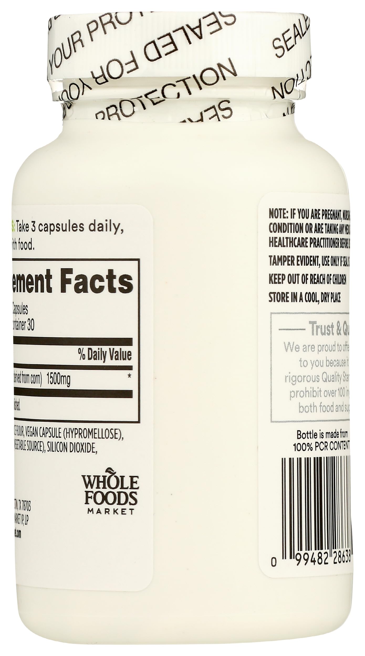 365 by Whole Foods Market Glucosamine Joint Support 1500mg capsules side view