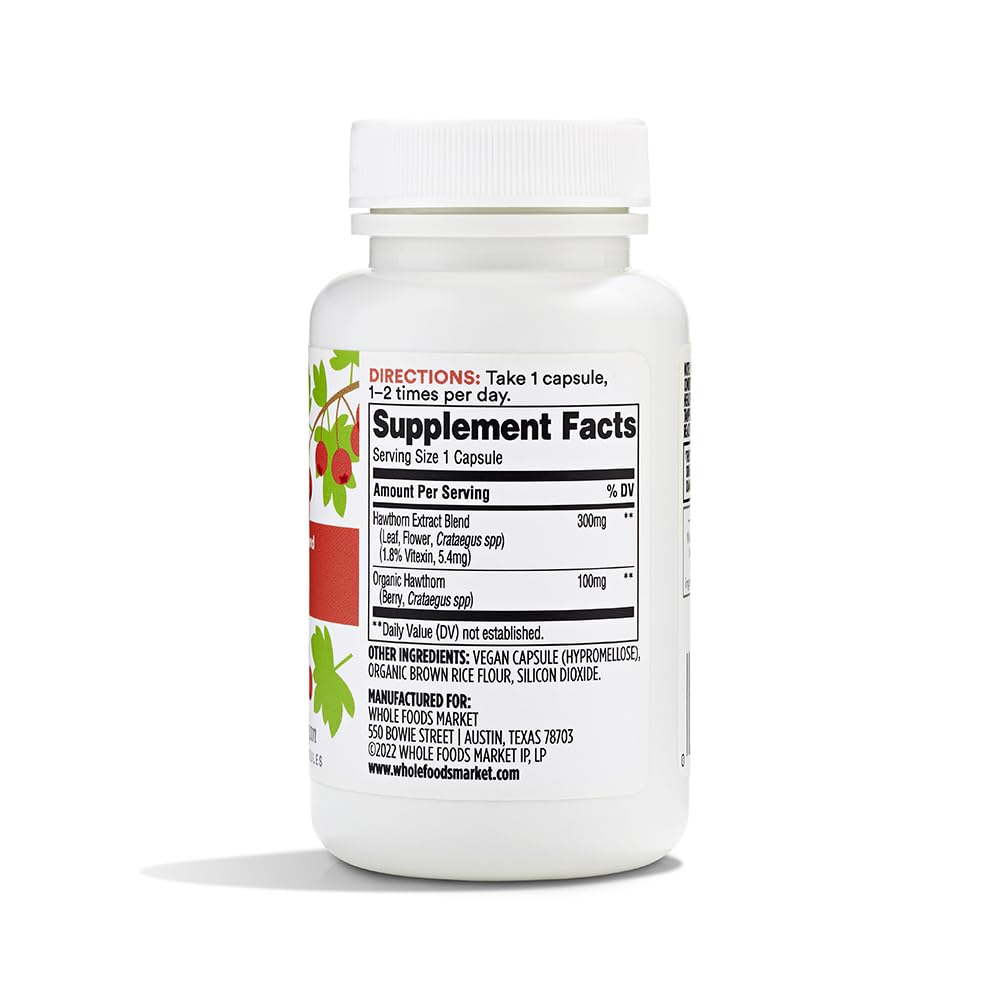 365 by Whole Foods Market Hawthorn Supplement bottle side view