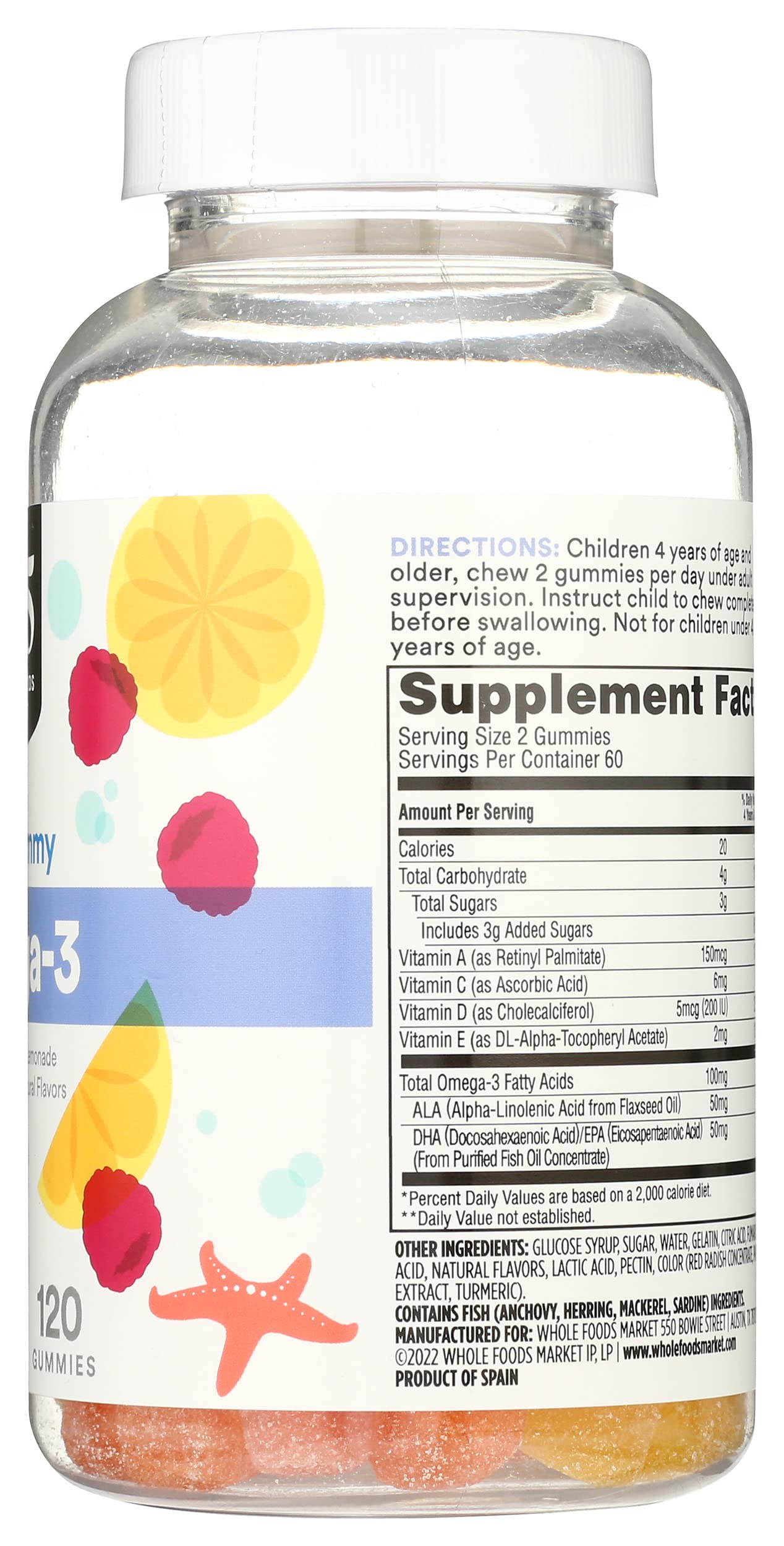 365 by Whole Foods Market Kids' Omega-3 Gummy Supplements gummies close-up