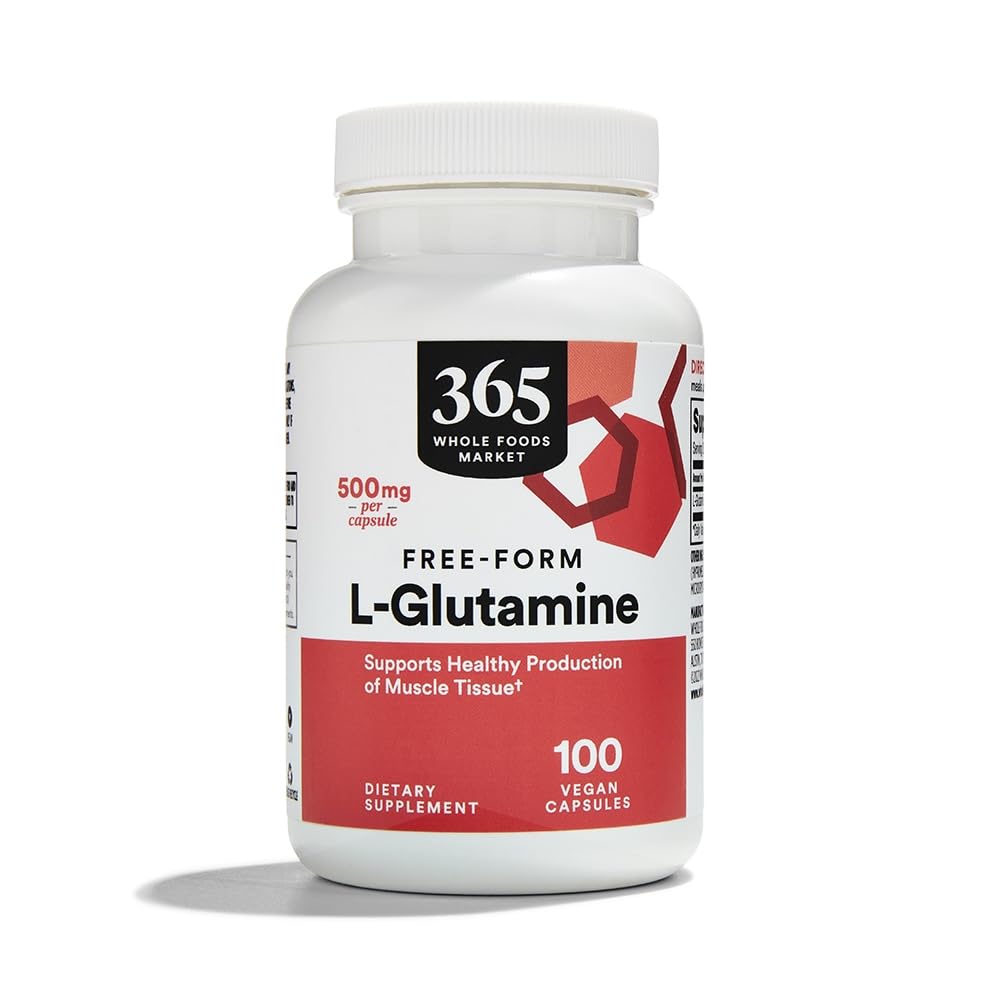365 by Whole Foods Market L-Glutamine 500mg capsule bottle front view