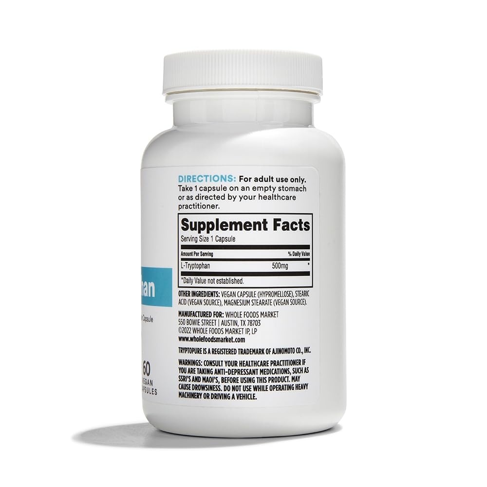 365 by Whole Foods Market L-Tryptophan bottle side view