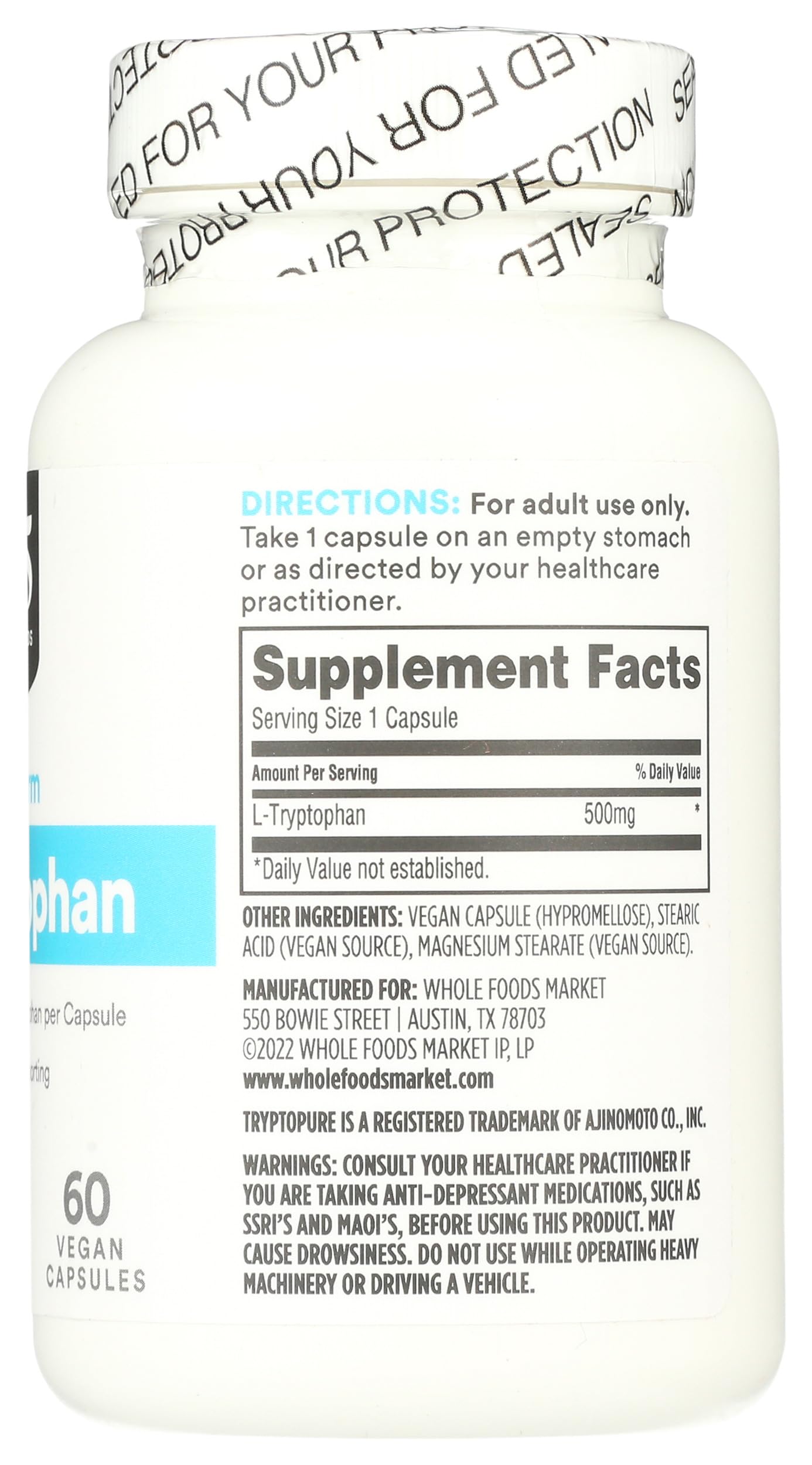 365 by Whole Foods Market L-Tryptophan capsules with measuring spoon
