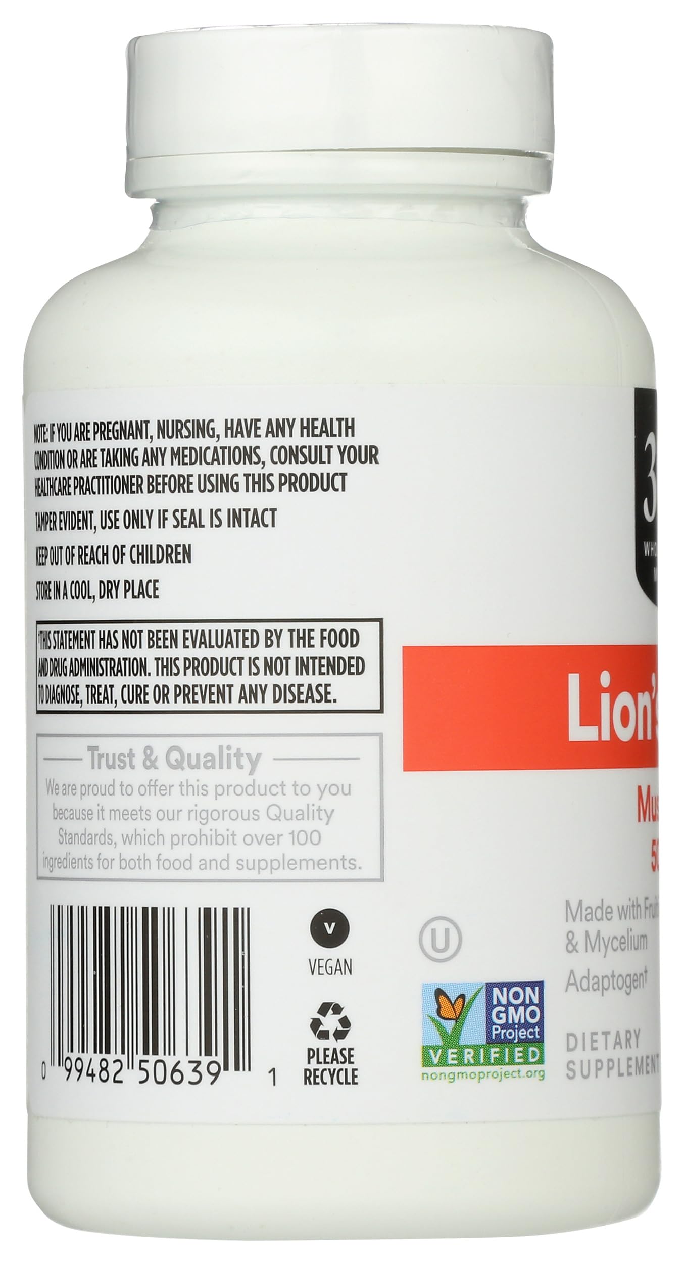 365 by Whole Foods Market Lion's Mane Mushroom Supplements with nutritional information