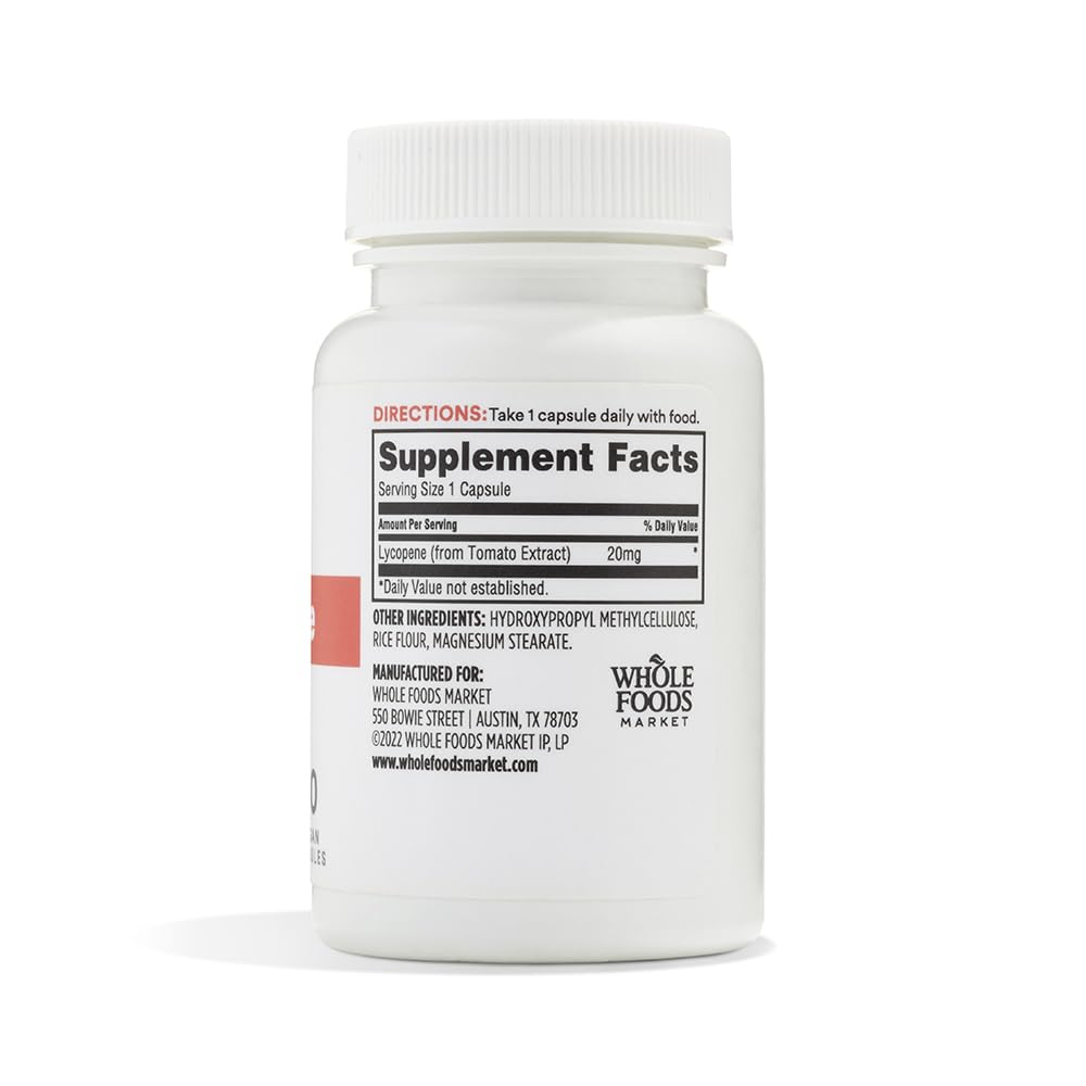 365 by Whole Foods Market Lycopene Supplement back view with ingredients