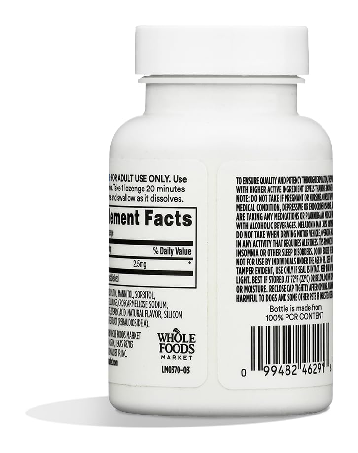 365 by Whole Foods Market Melatonin Lozenges 60 Count side view