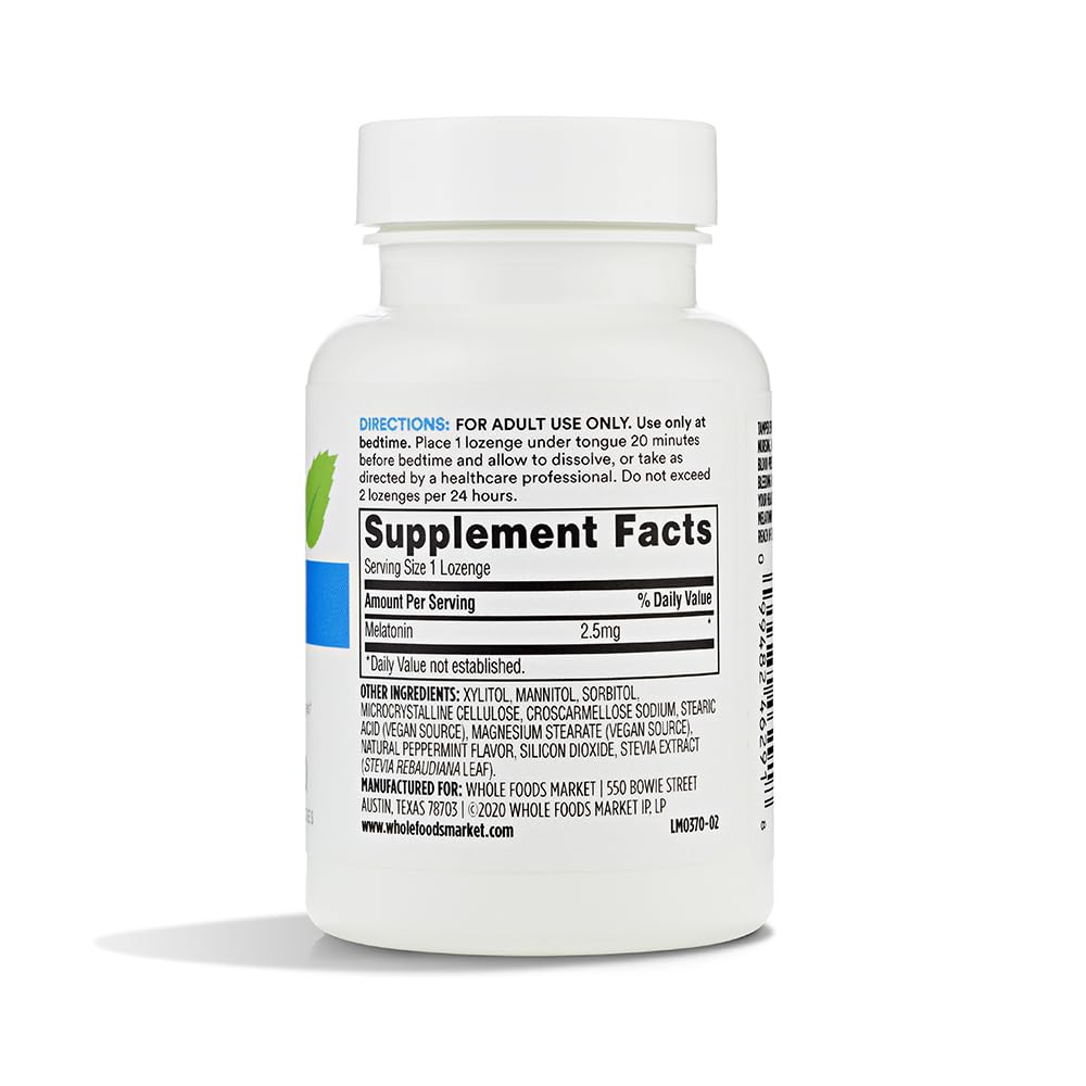 365 by Whole Foods Market Melatonin Lozenges packaging with ingredients list