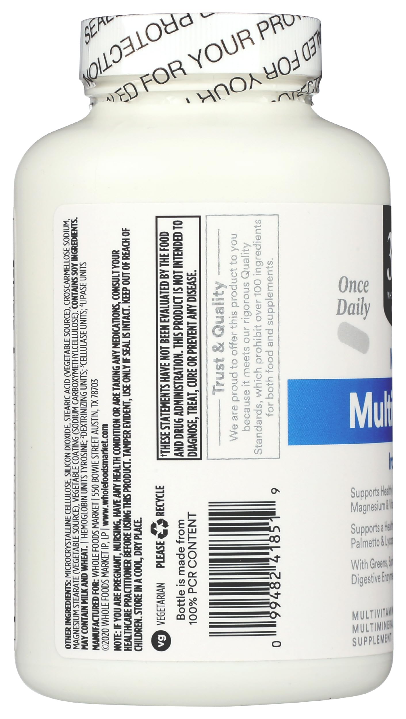 365 by Whole Foods Market Men's Daily Multivitamin packaging back view