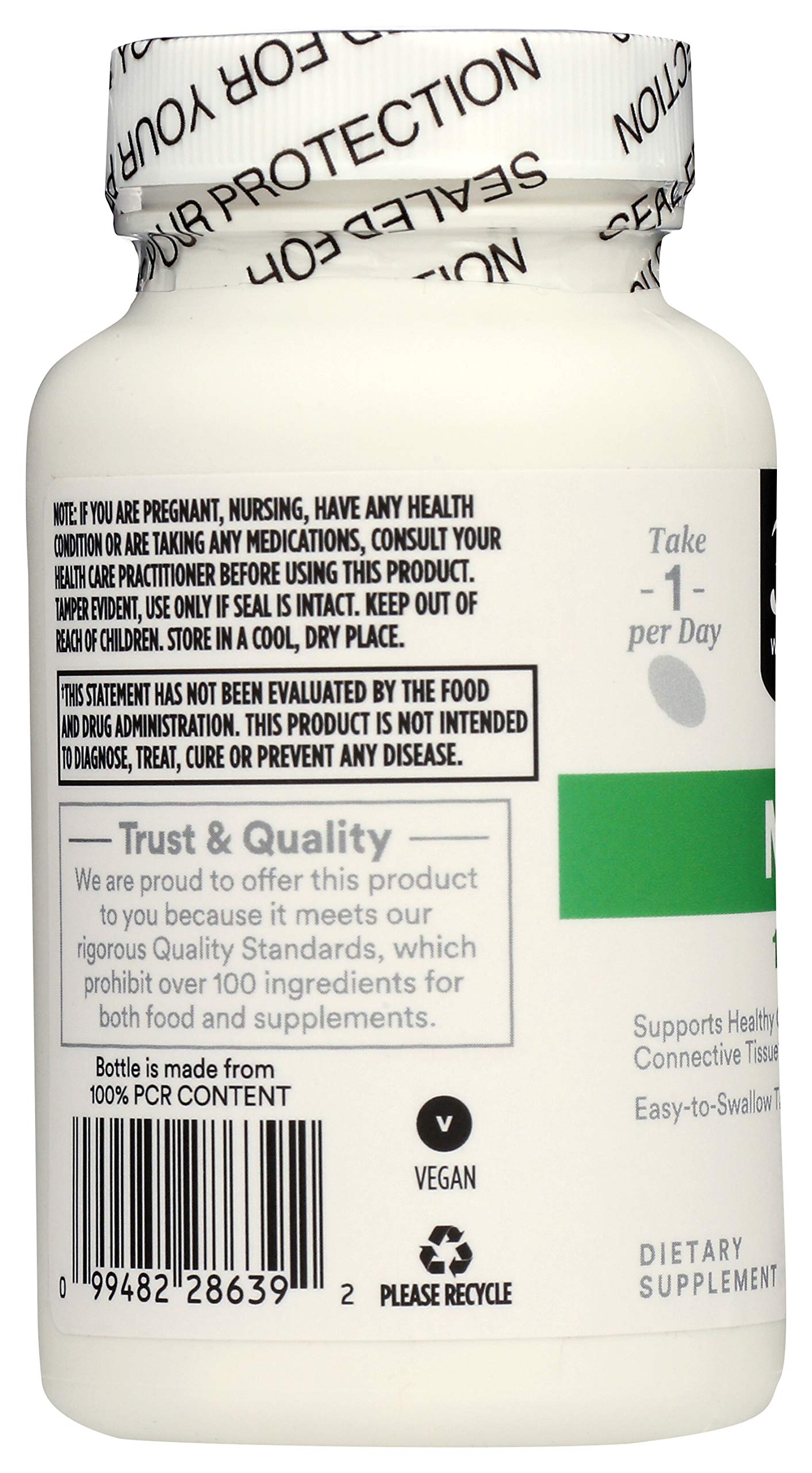 365 by Whole Foods Market MSM Tablets 1000mg back label
