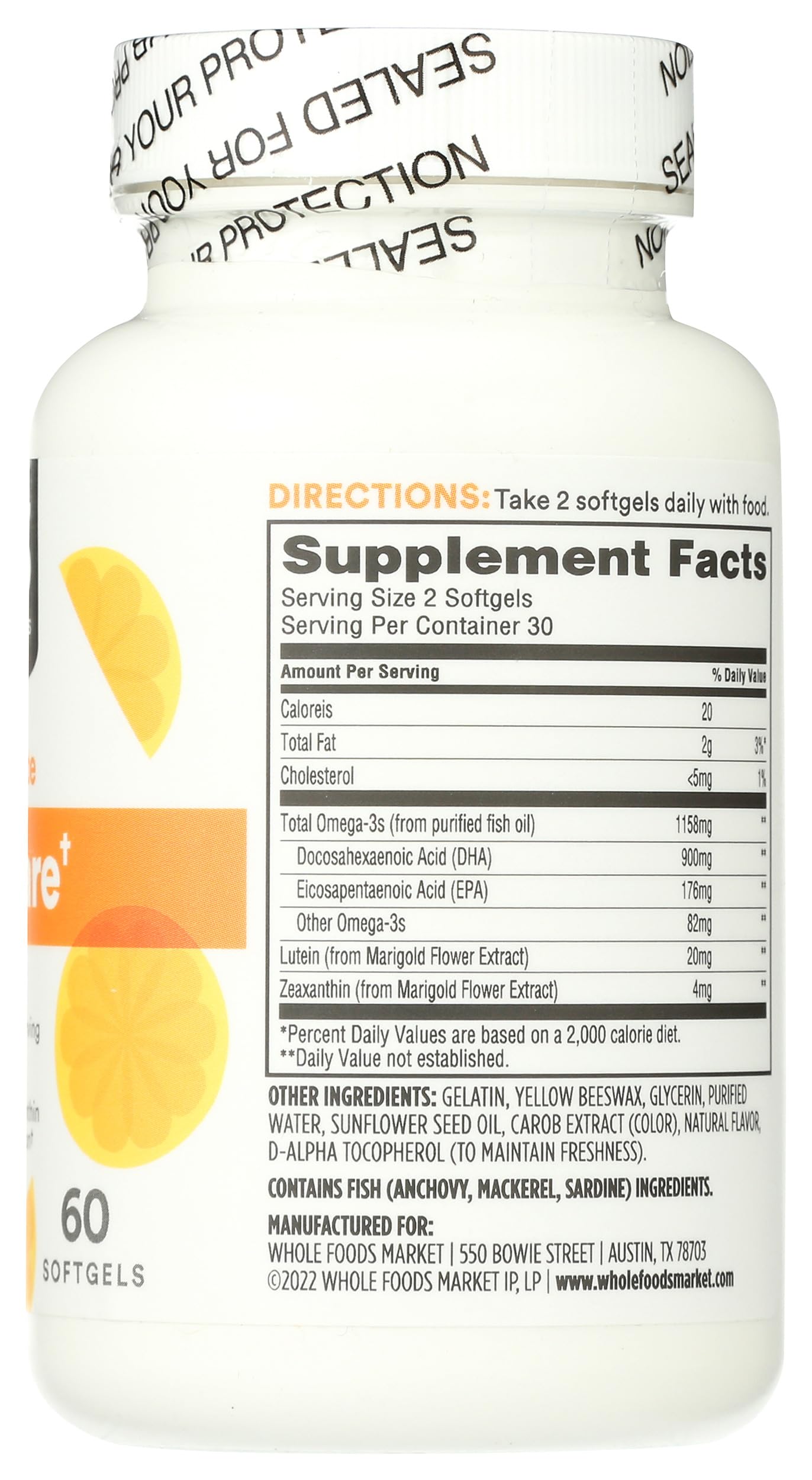 365 by Whole Foods Market Omega-3 Eye Care Supplement ingredients list