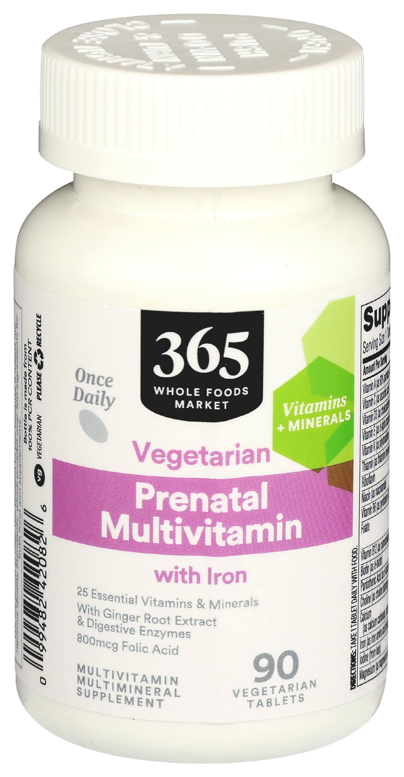 365 by Whole Foods Market Prenatal Vitamins 90 tablets front view